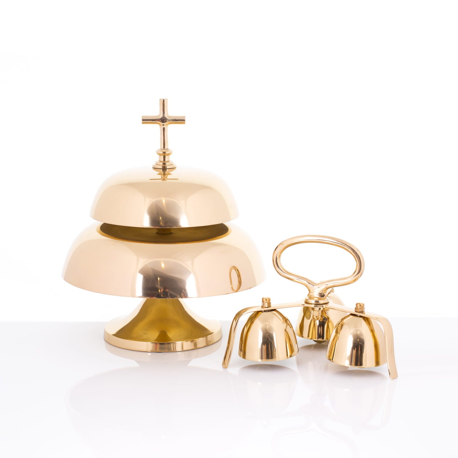 Gong podwójny - mosiądz - drewniany młotek - 33 cm - ORNATY.PL