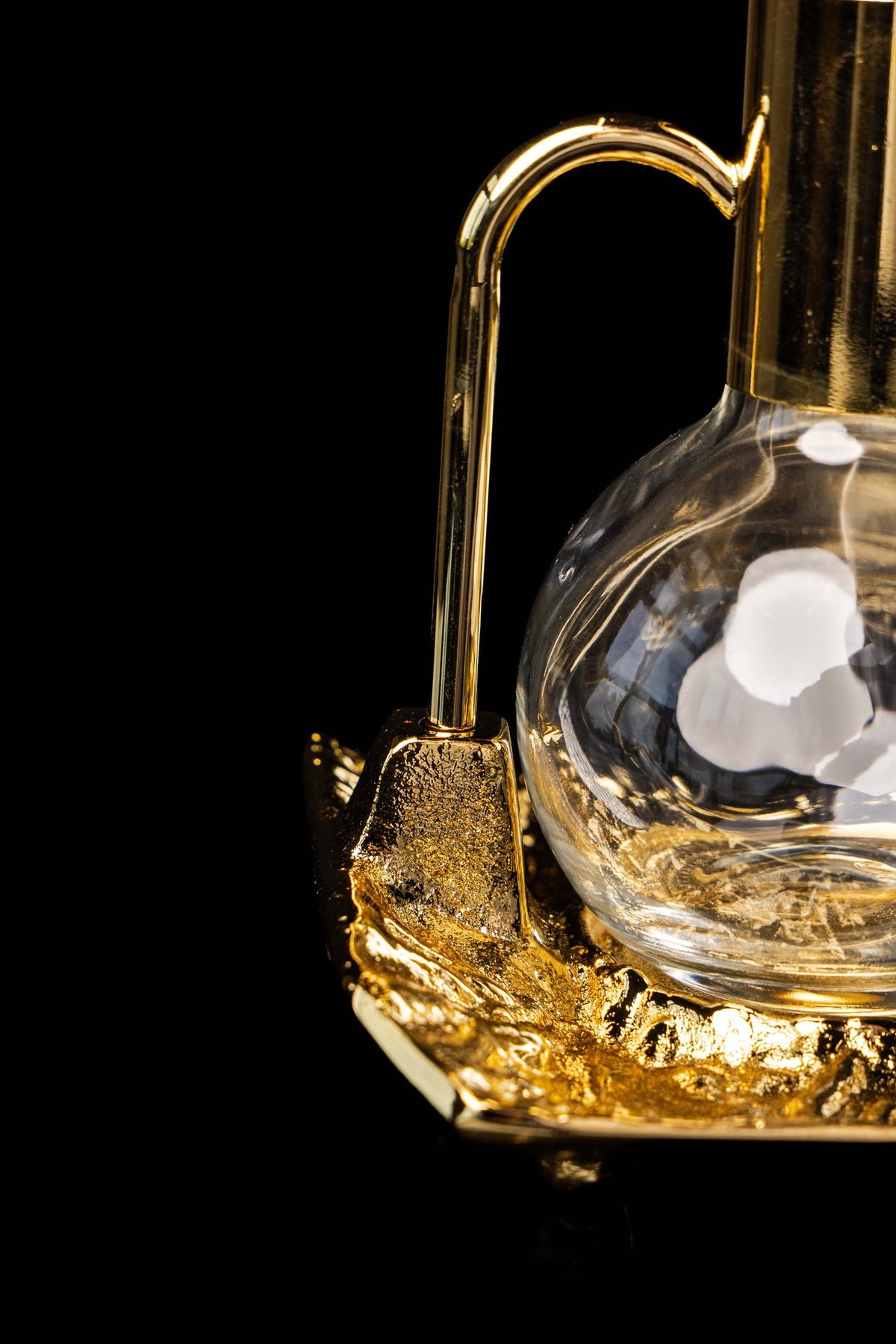 Messkännchen-Set mit vergoldetem Tablett für Wein und Wasser