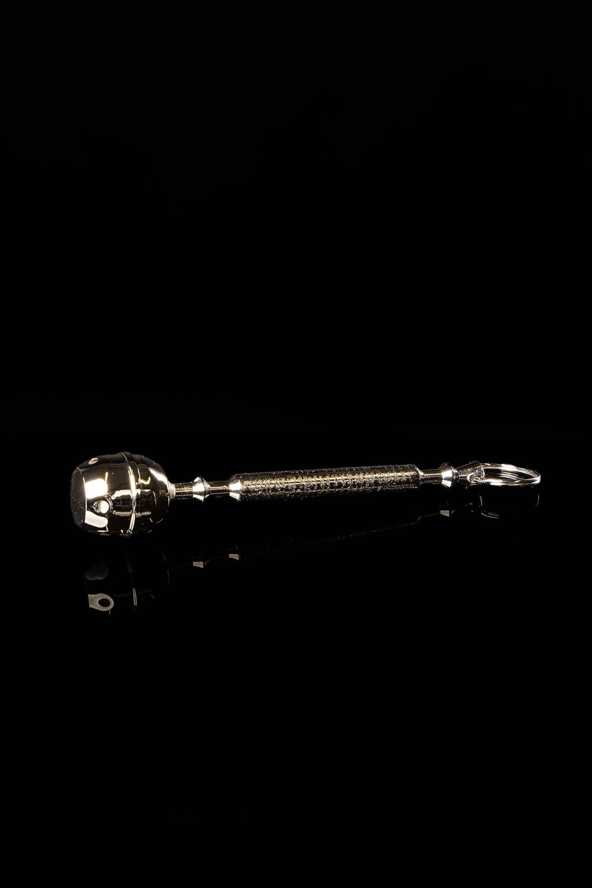 Metallener Aspergill mit Kopf und Griff im Etui, 17 cm