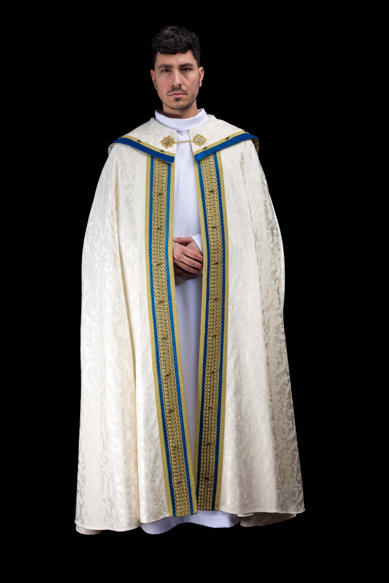 Handgefertigter marianischer Chormantel mit Natursteinen Handmade 3006
