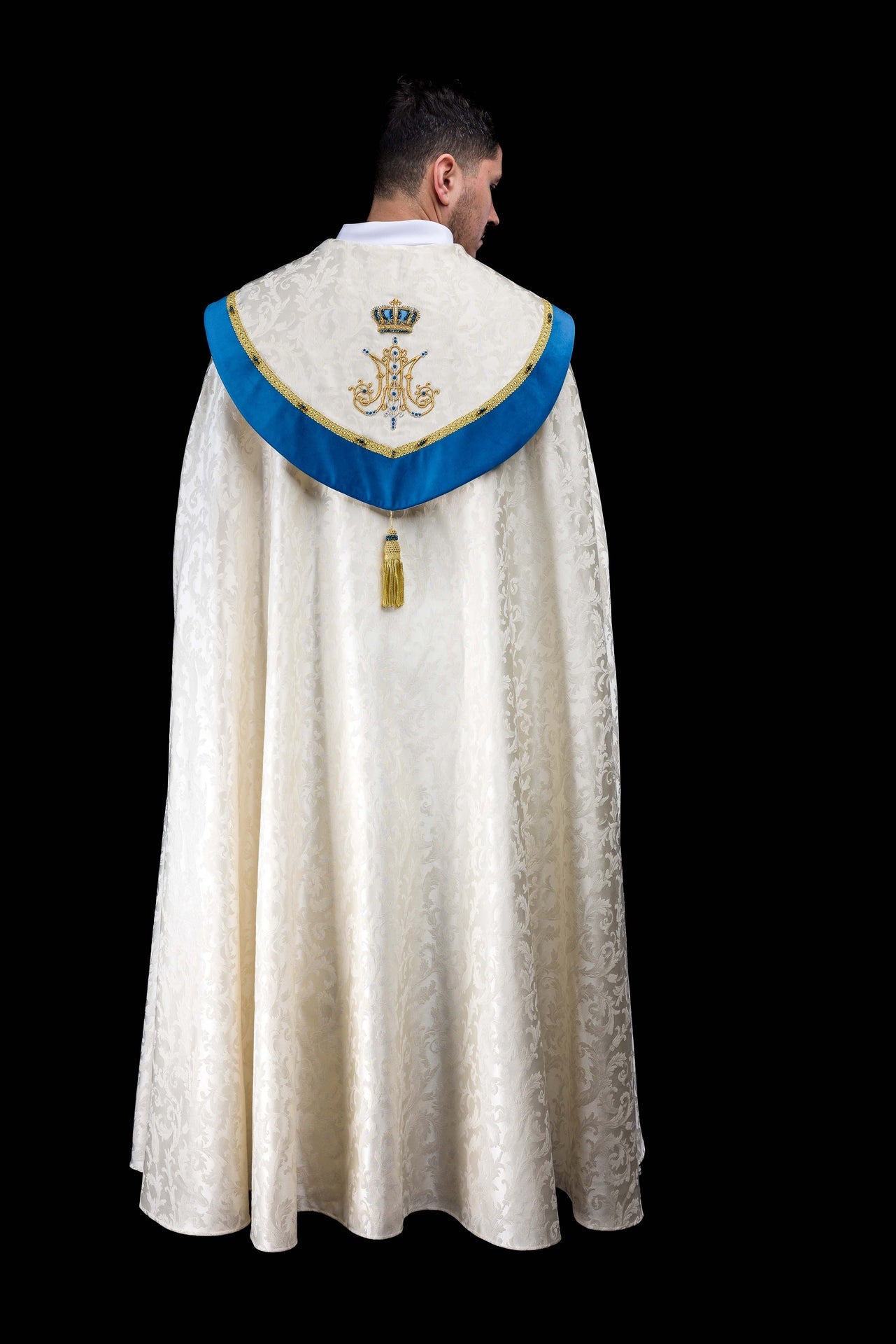 Handgefertigter marianischer Chormantel mit Natursteinen Handmade 3006