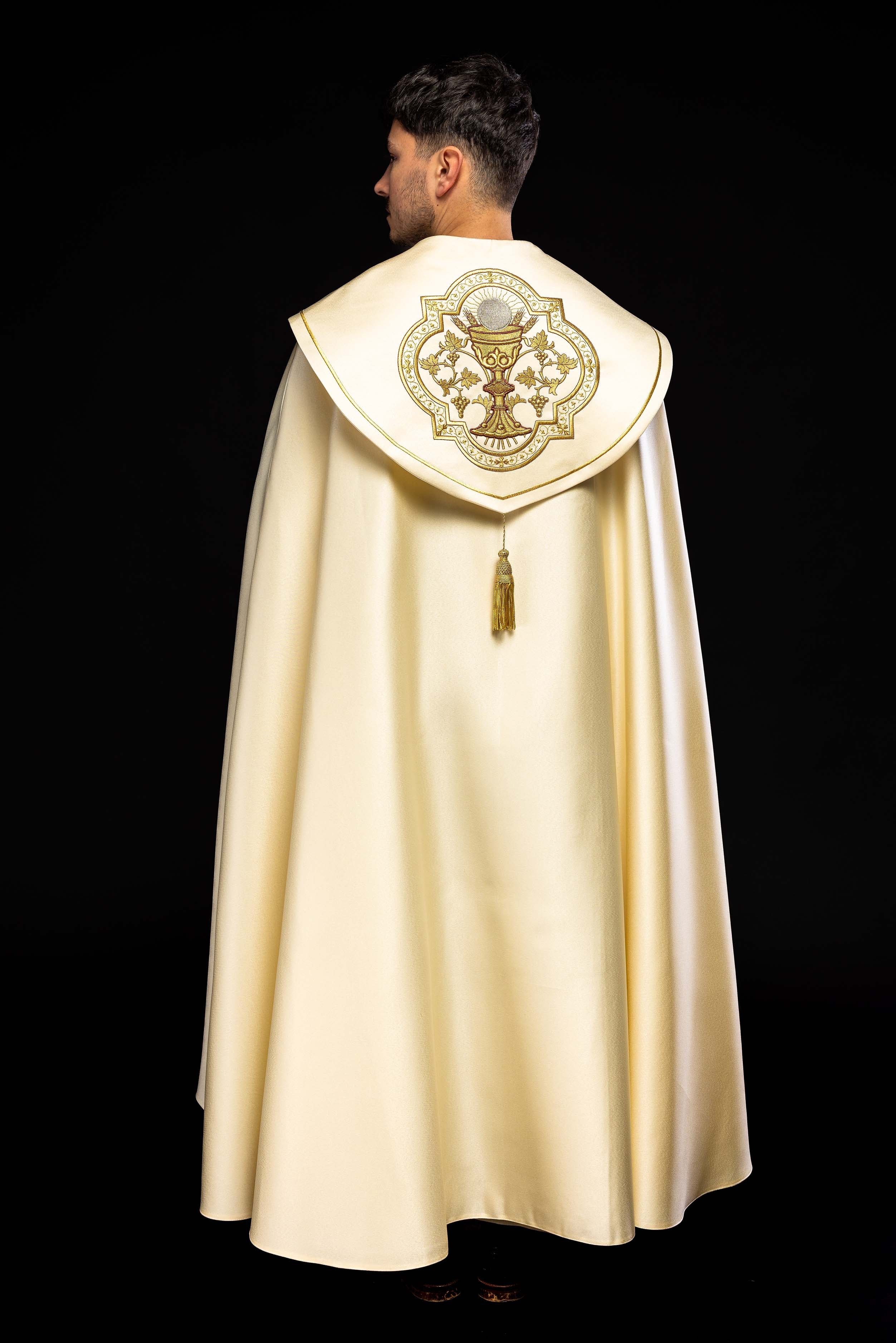 Kapa liturgiczna haftowana Kielich ecru - ORNATY.PL