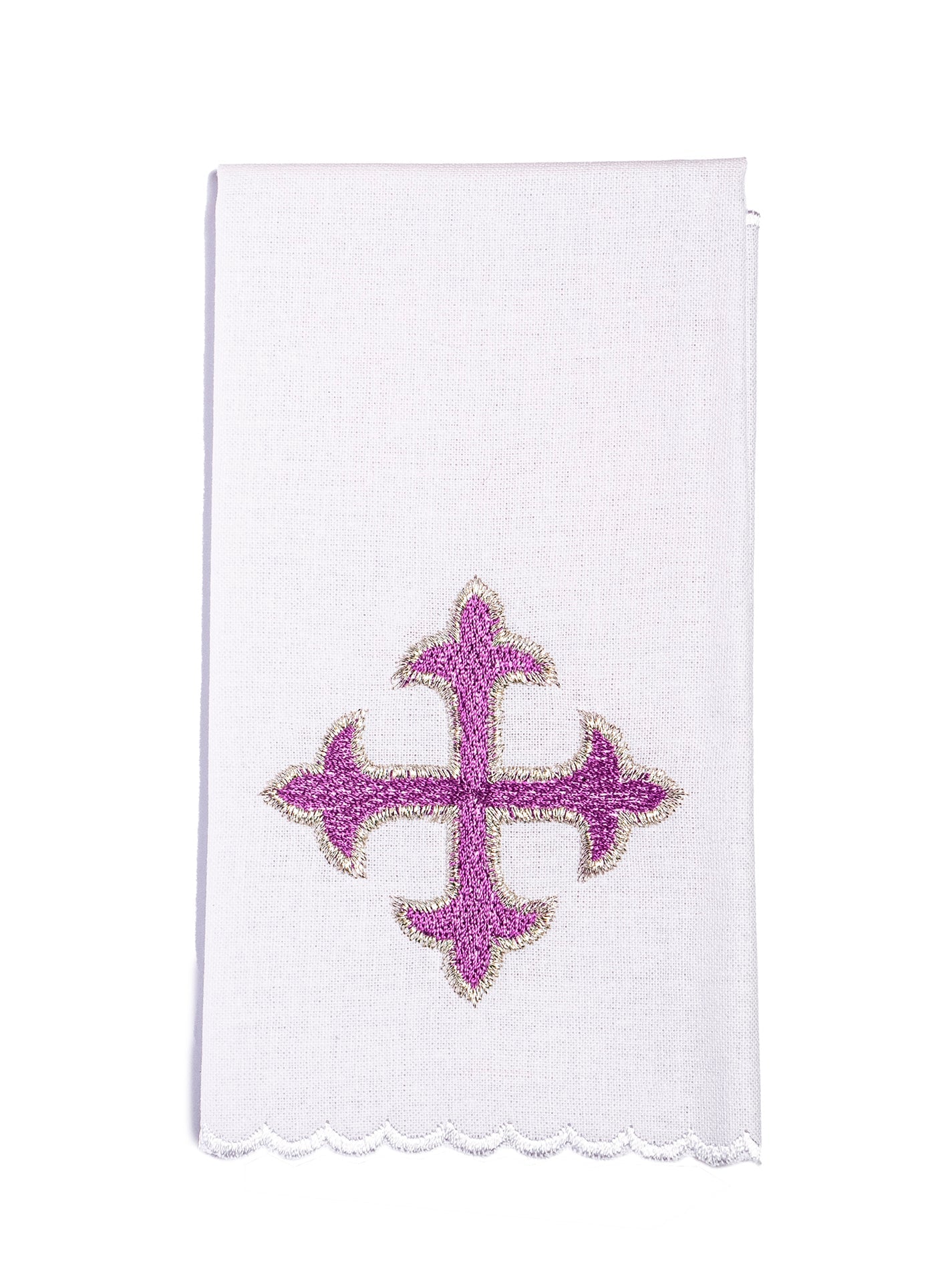 Kelch Leinen gesticktes Kreuz Lila