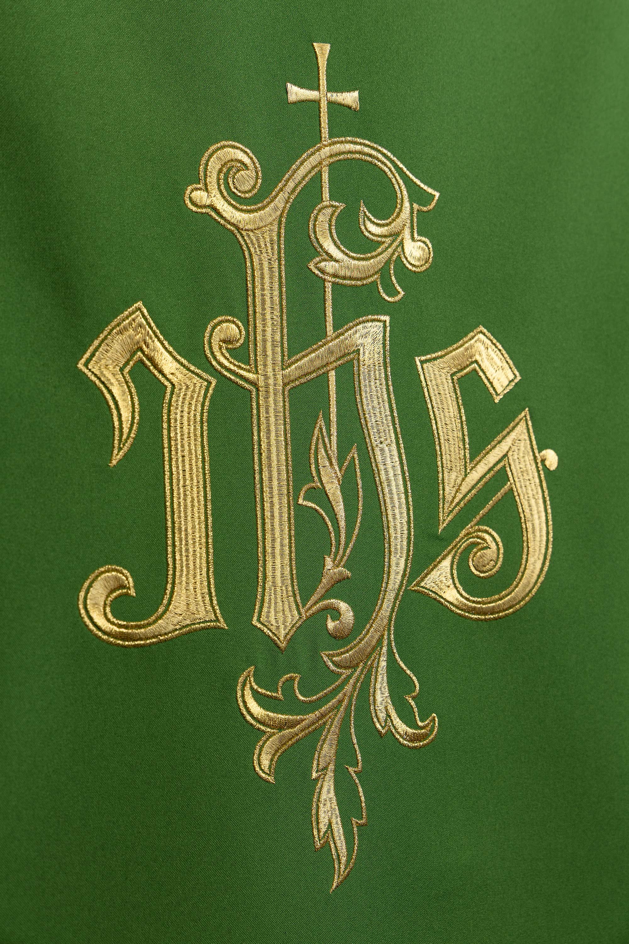 Grün bestickte Rednerpult Serviette mit IHS Symbol