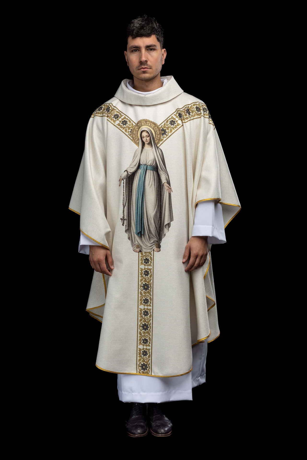 Bedruckte Kasel mit dem Bildnis Unserer Lieben Frau von Lourdes