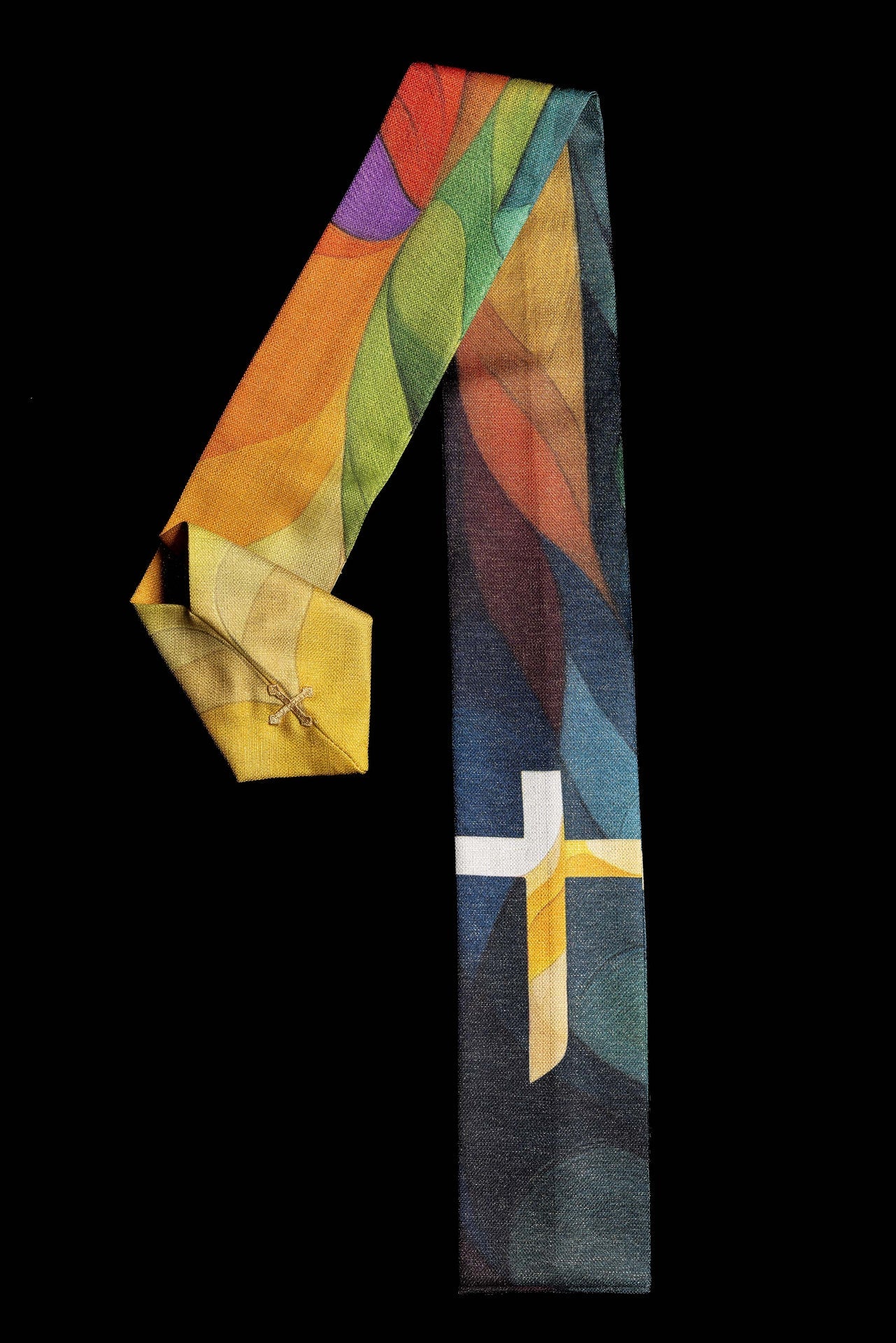 Ornat drukowany wielokolorowy z motywem krzyża - ORNATY.PL