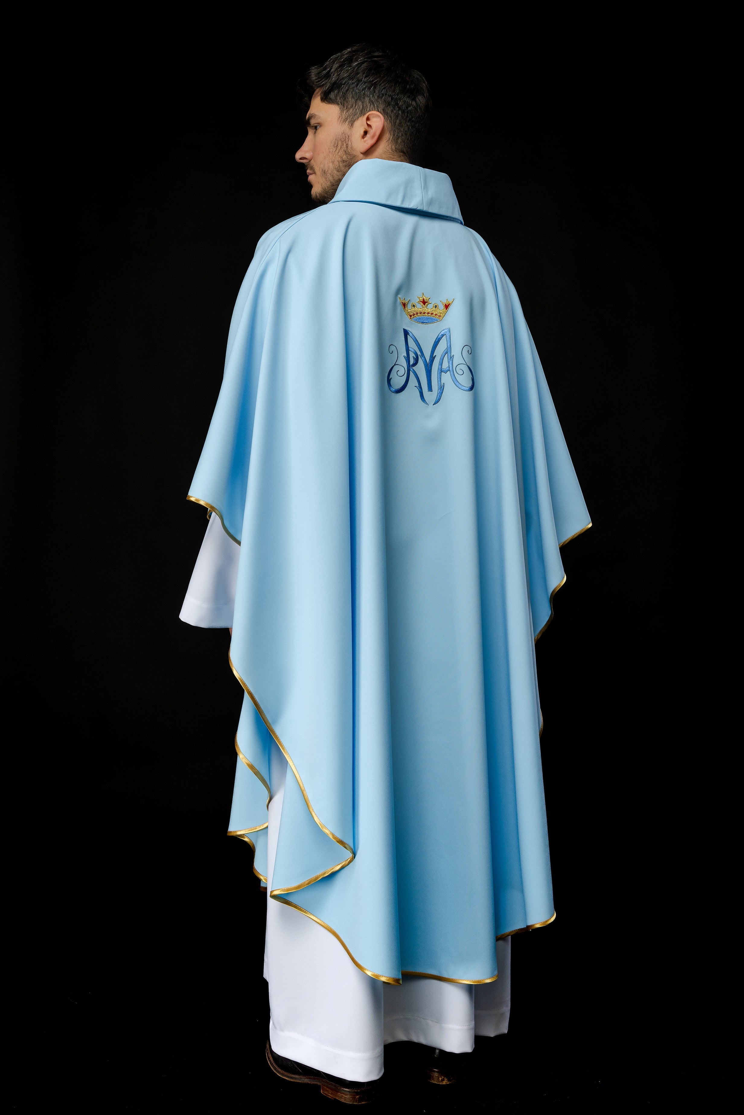 Ornat liturgiczny Maryjny w kolorze niebieskim - ORNATY.PL