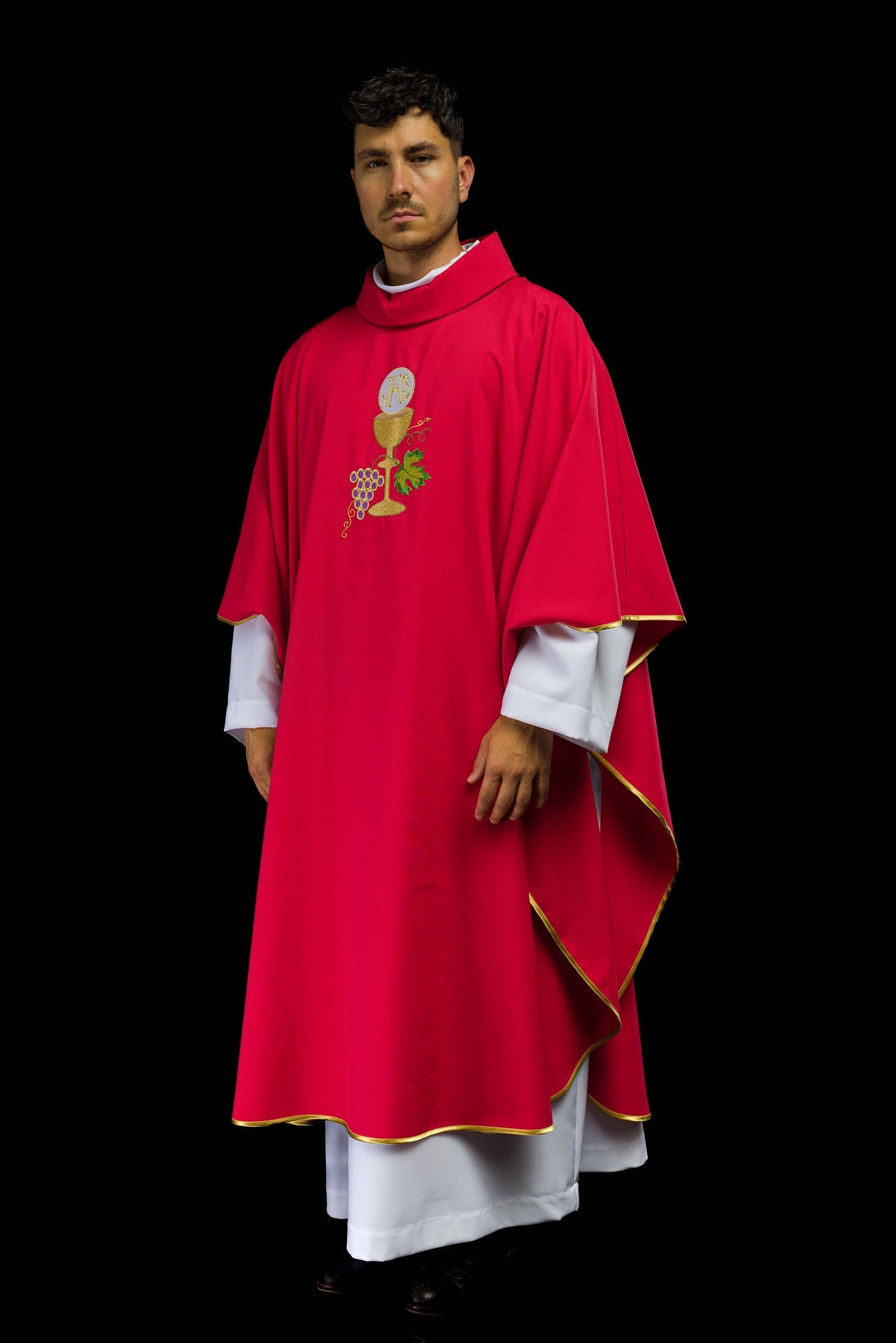 Ornat kielich Krzyż i winogrona Czerwony - ORNATY.PL