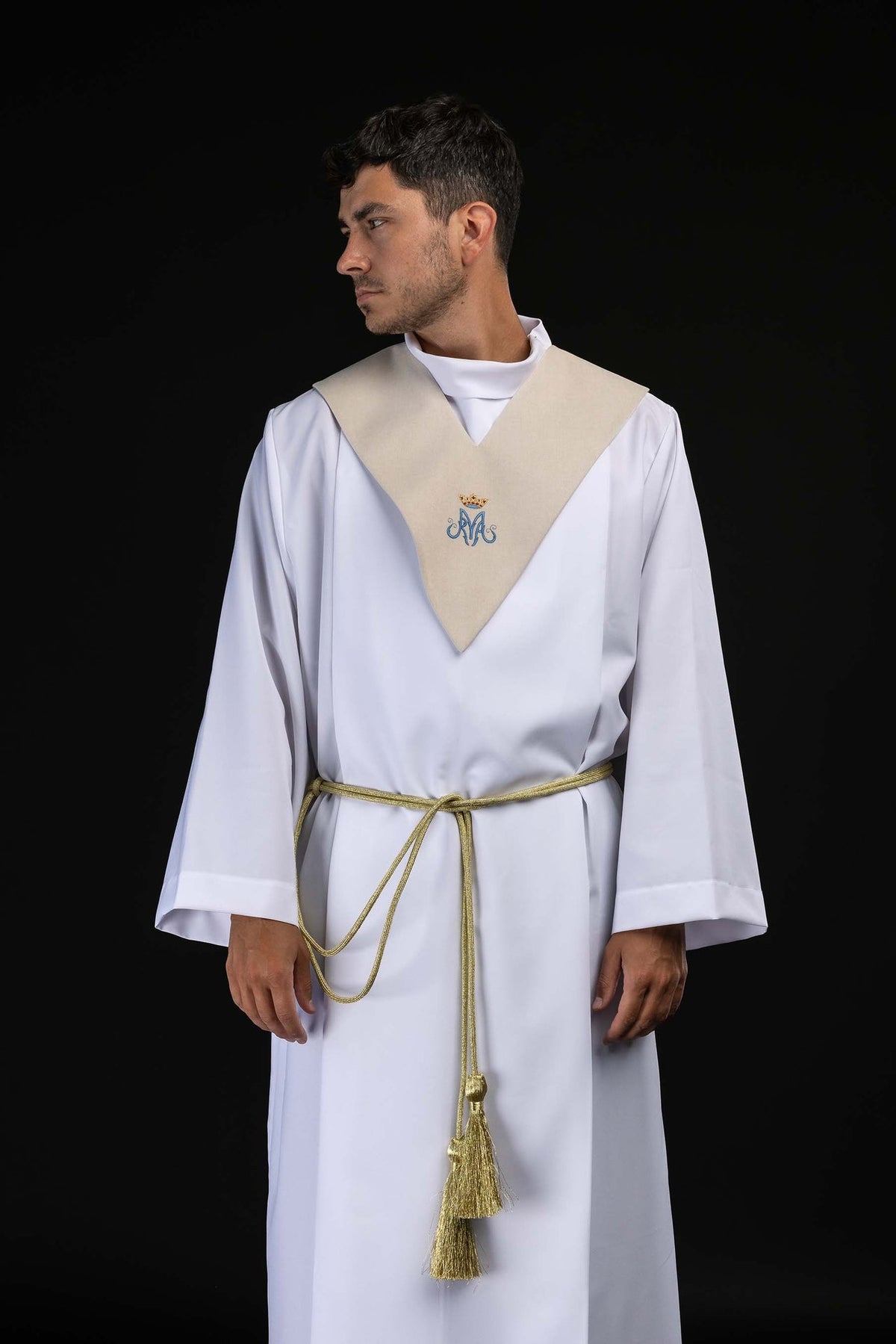 Lektorenpallium in Ecru mit Marienmotiv