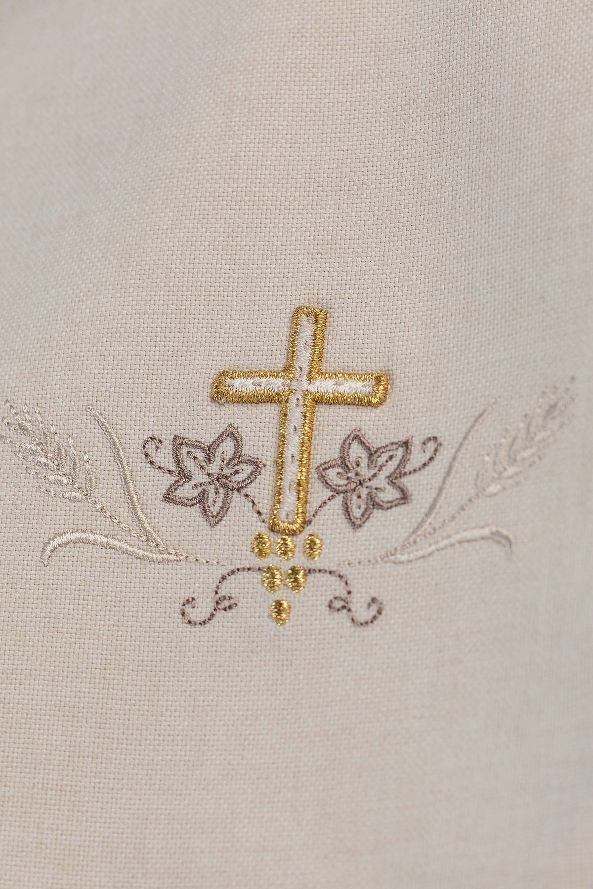 Lektorenschulterkragen in Ecru mit besticktem goldenem Kreuz