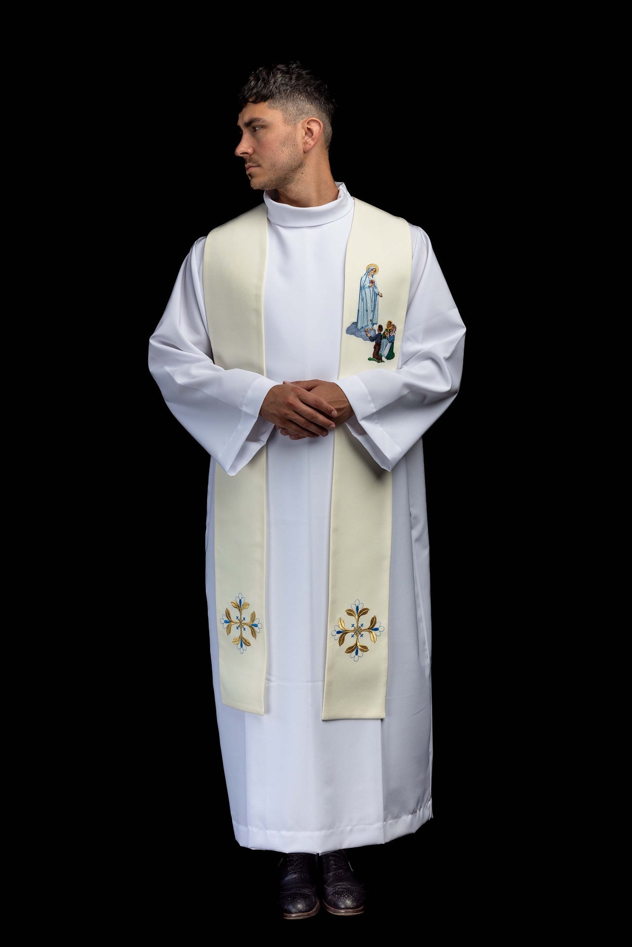 Bestickte Stola mit Darstellung Unserer Lieben Frau von Fatima