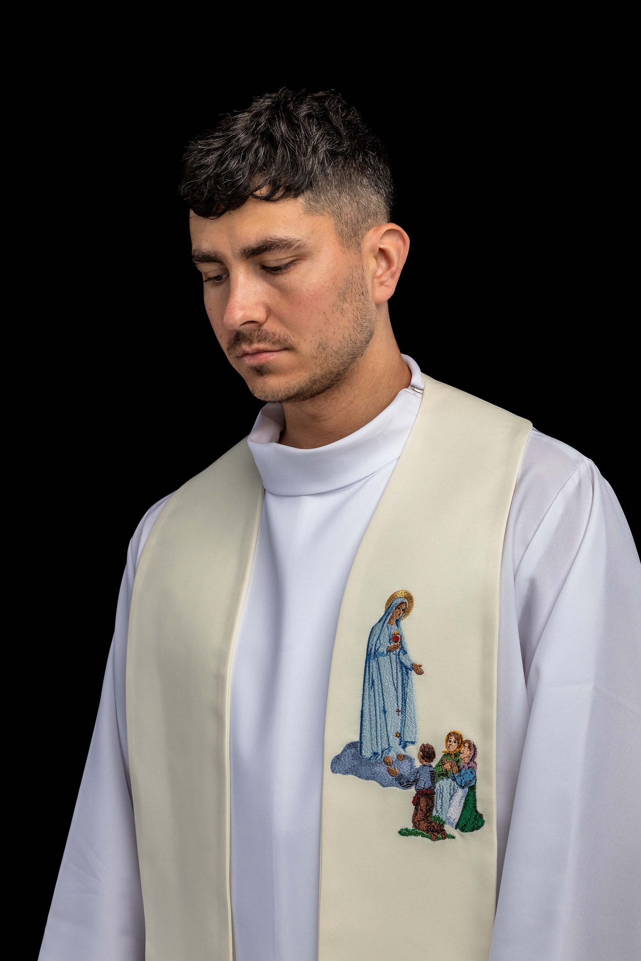 Bestickte Stola mit Darstellung Unserer Lieben Frau von Fatima