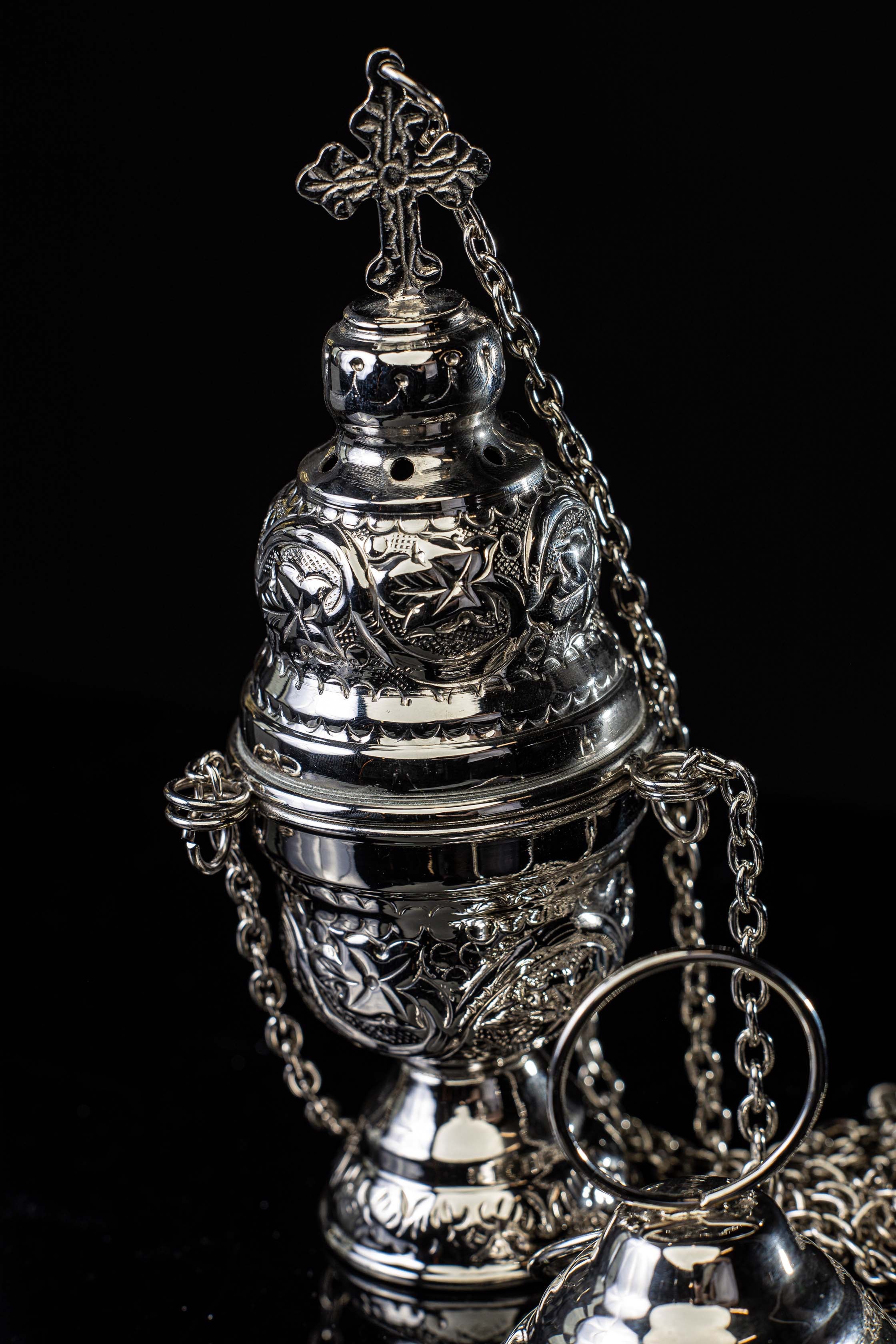 Weihrauchfass - Messing - Nickel - 19 cm