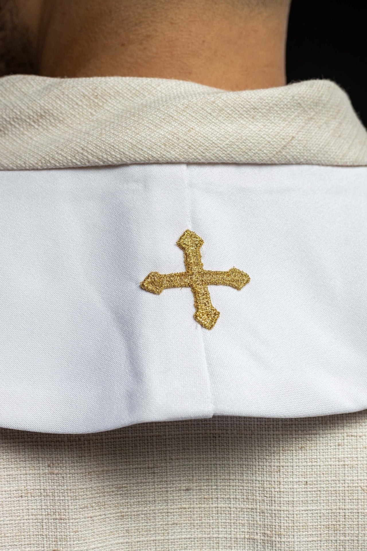 Bestickte marianische Priesterstola Weiß - MESSGEWANDER.DE