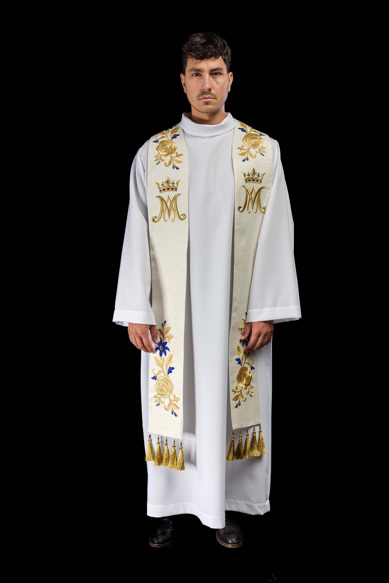 Bestickte Stola mit Marienmotiv - MESSGEWANDER.DE