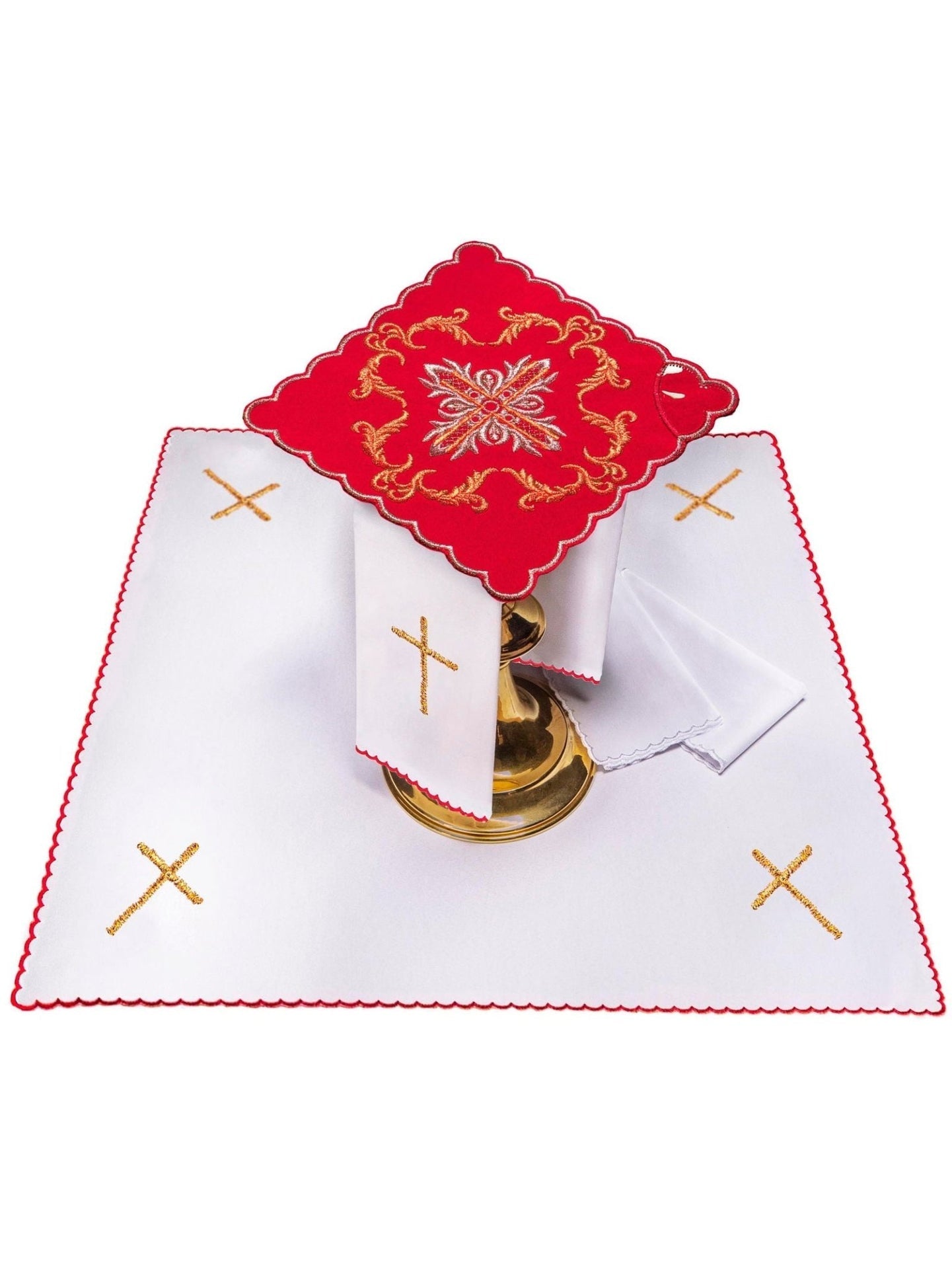 Bestickte Tasse Leinen Rot - MESSGEWANDER.DE