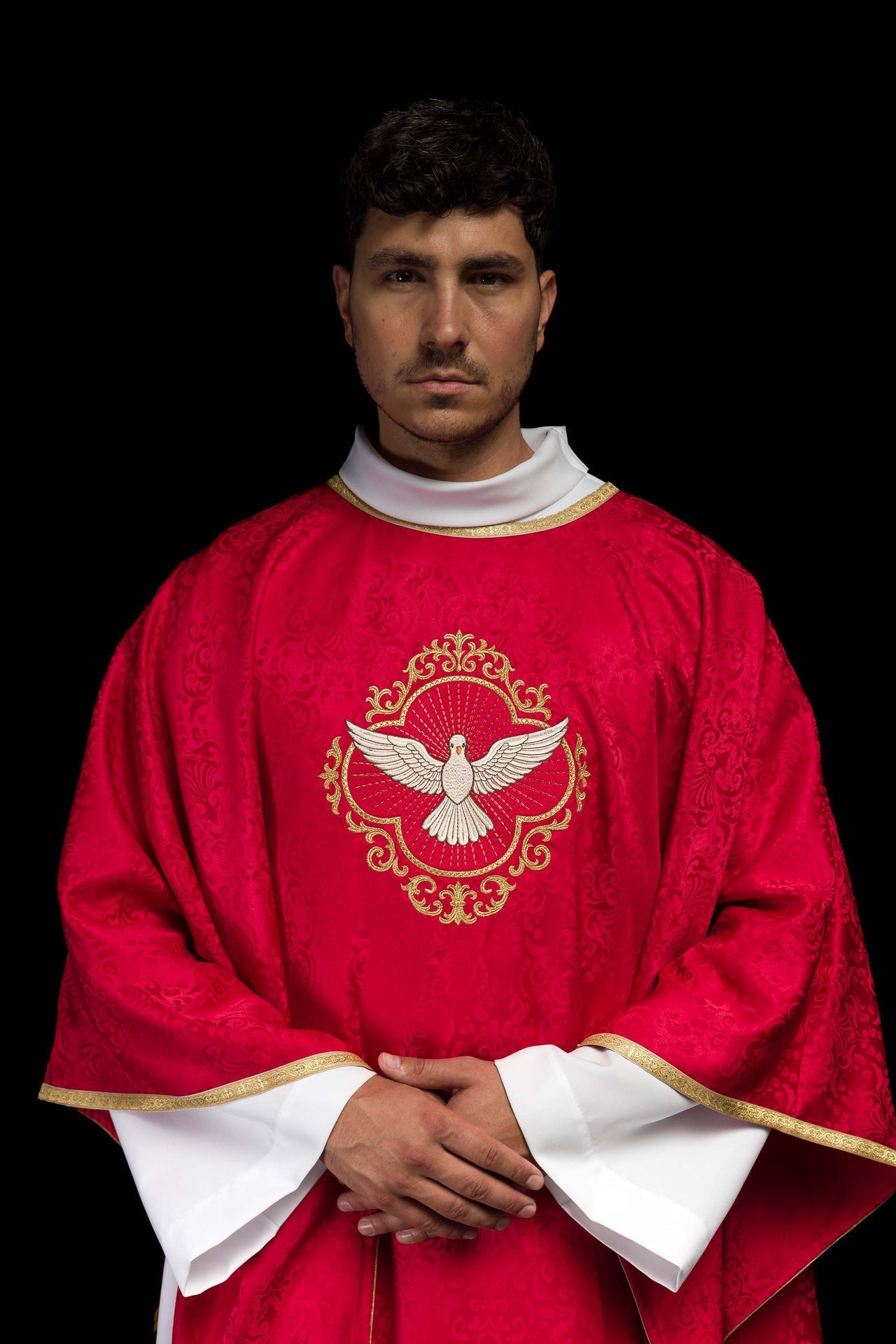 Besticktes Messgewand mit dem Heiligen Geist auf Jacquardstoff - MESSGEWANDER.DE
