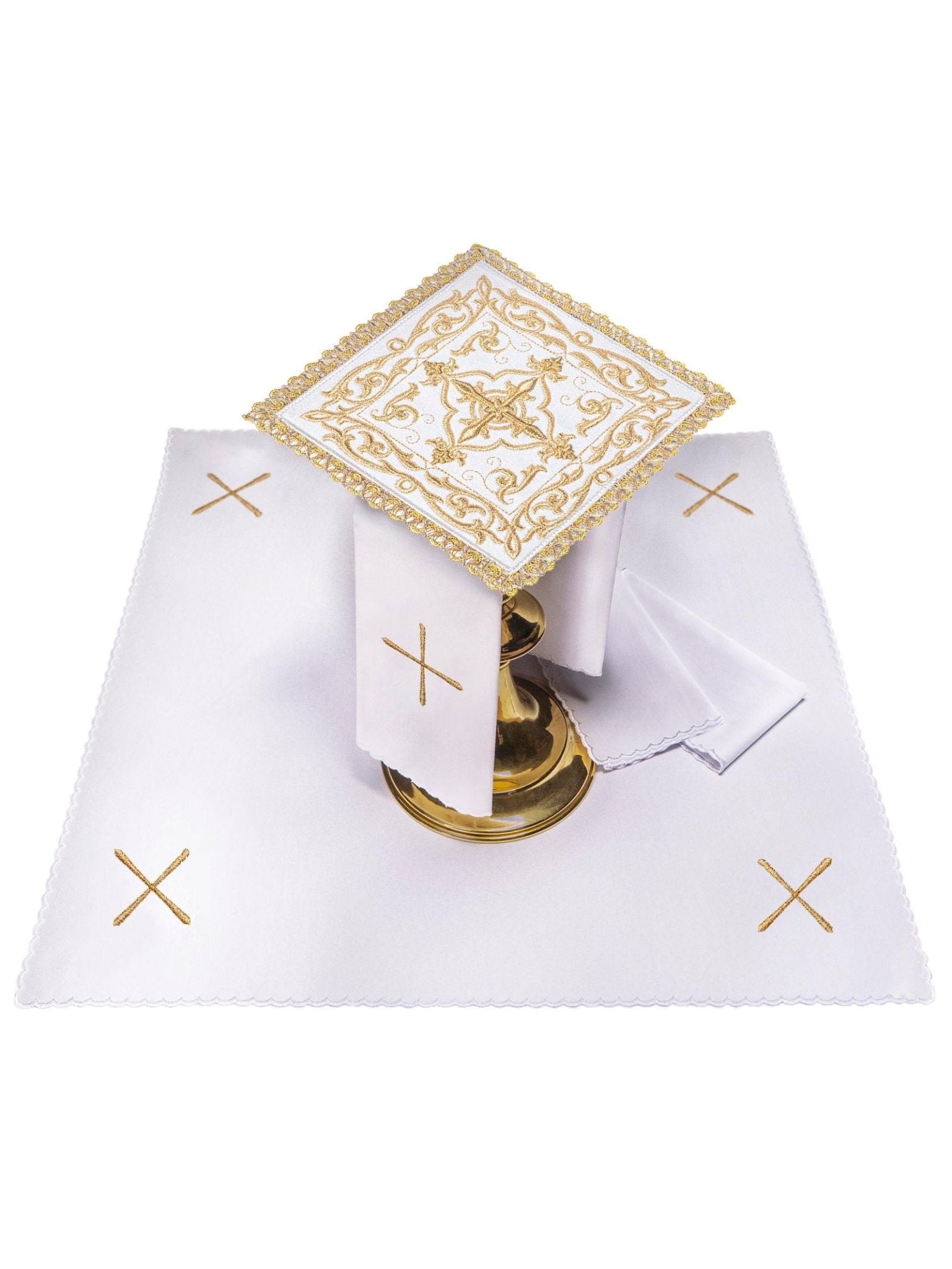 Chalice Dessous bestickter Samt reichhaltig verziert Ecru - MESSGEWANDER.DE