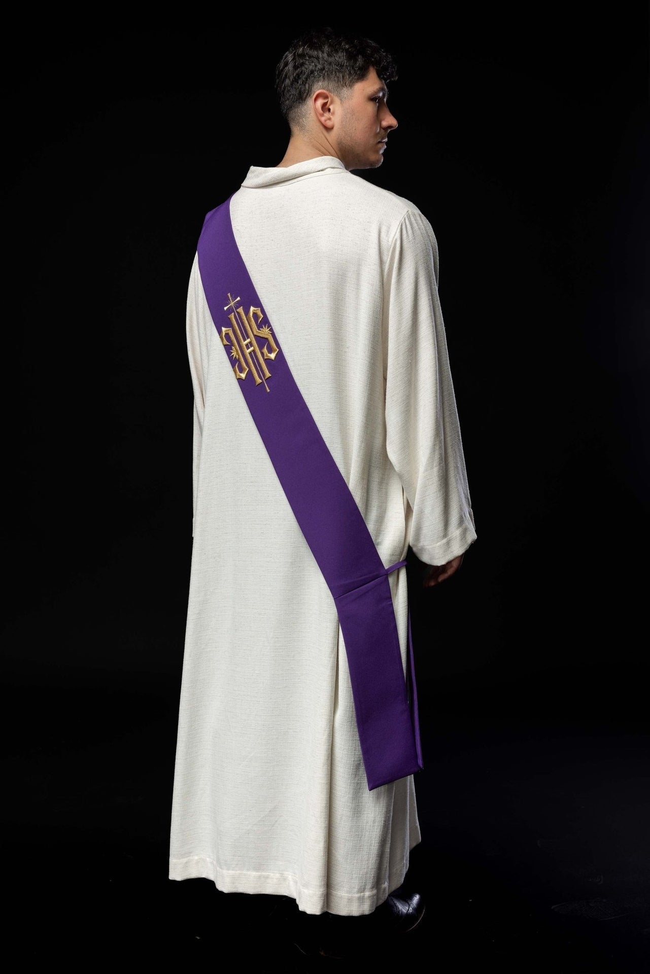 Diakonatsstola mit gesticktem IHS und Kreuz - MESSGEWANDER.DE