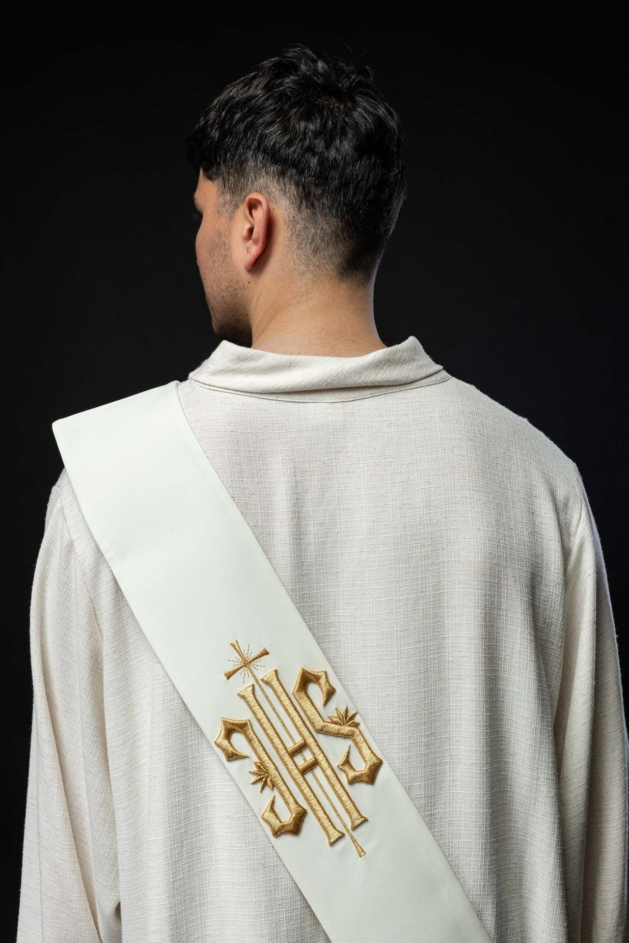 Diakonatsstola mit gesticktem IHS und Kreuz - MESSGEWANDER.DE