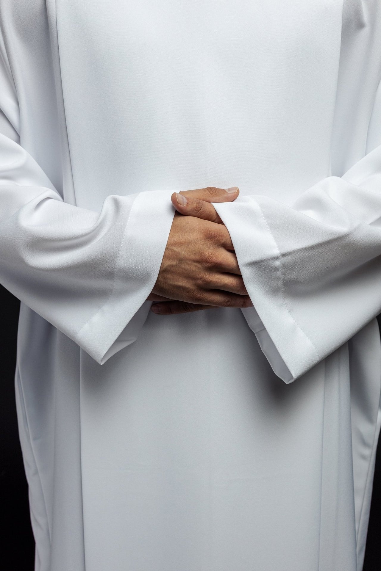 Einfarbiges Priestergewand mit Rollkragen Weiß - MESSGEWANDER.DE