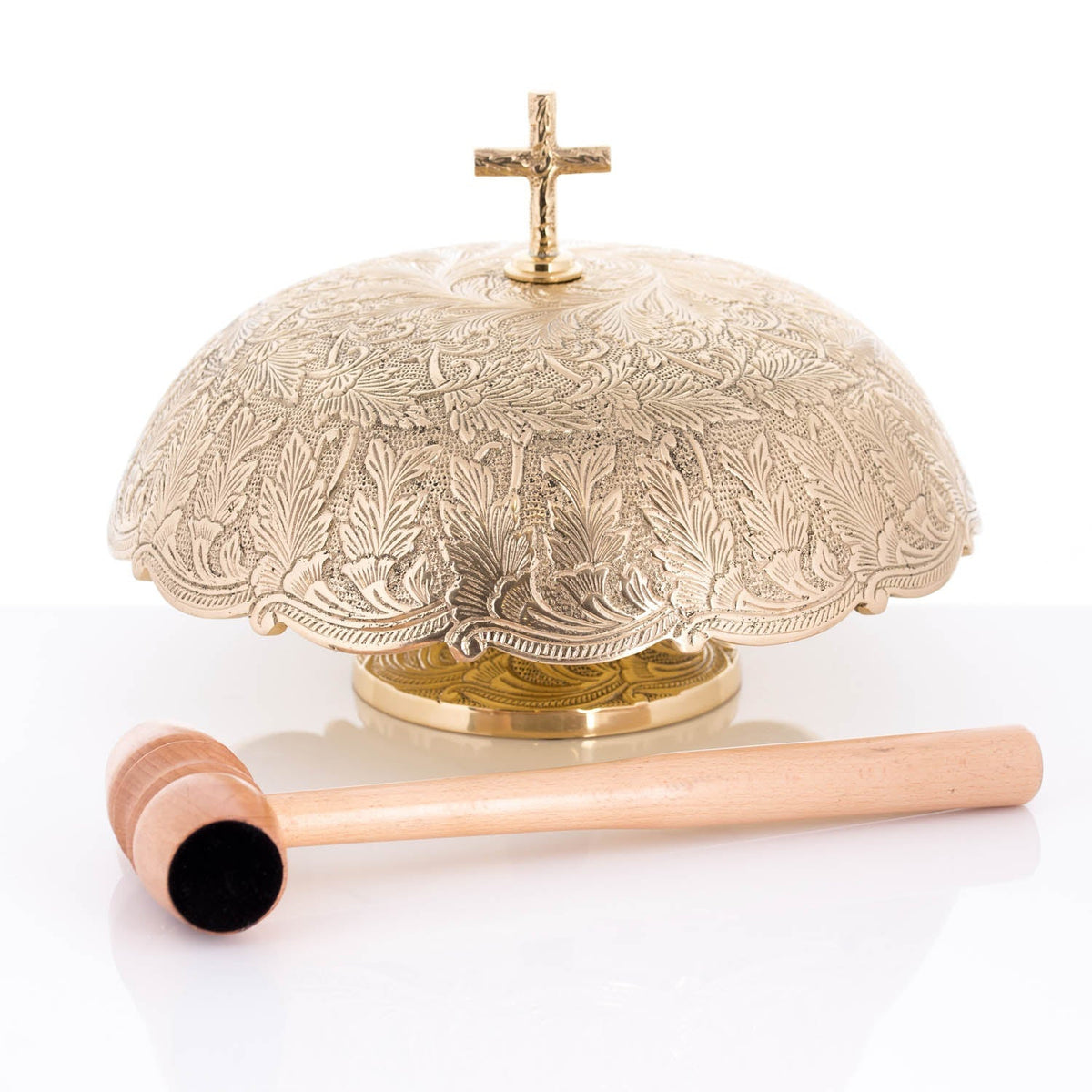 Einzelner Gong – Messing – Holzhammer – 24 cm - MESSGEWANDER.DE