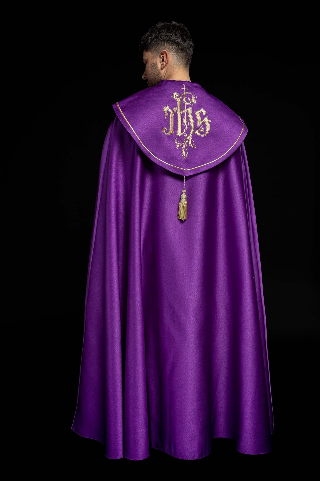 Eucharistischer Umhang Monogramm IHS Violett - MESSGEWANDER.DE