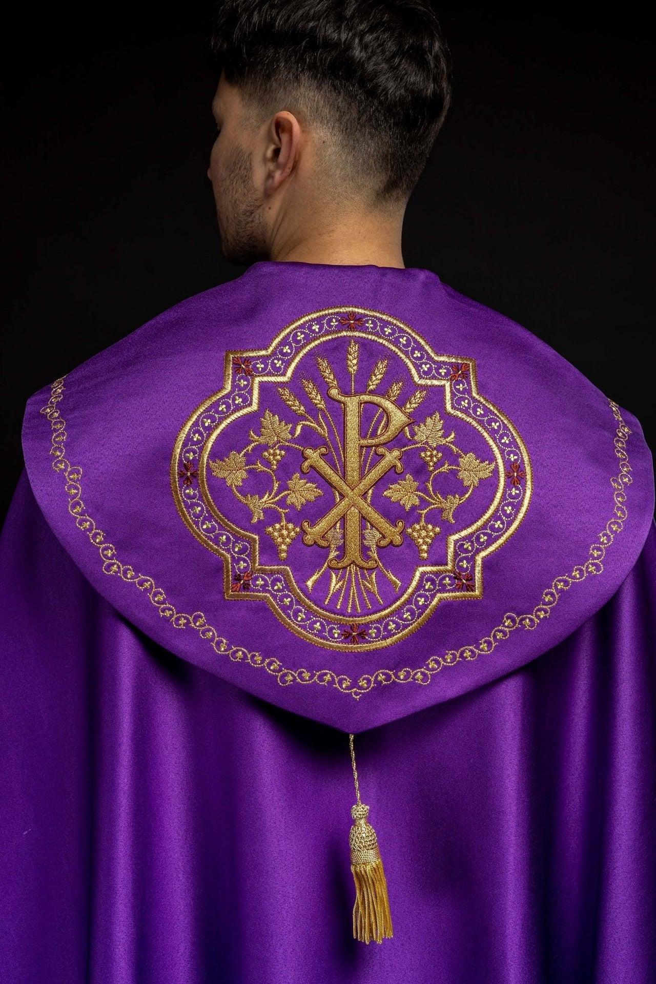 Eucharistischer Umhang Monogramm PX in lila - MESSGEWANDER.DE