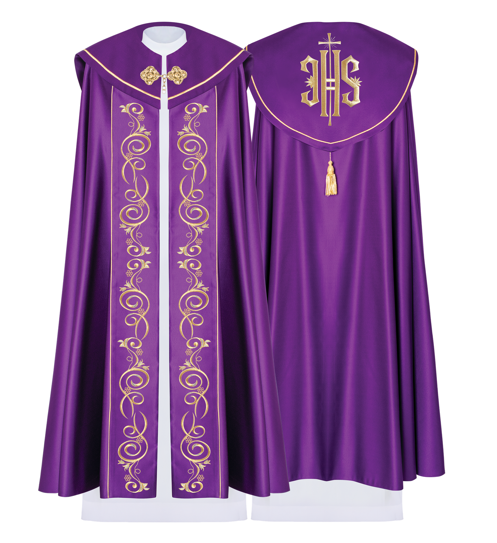 Fioletowa kapa liturgiczna z złotym haftem - ORNATY.PL