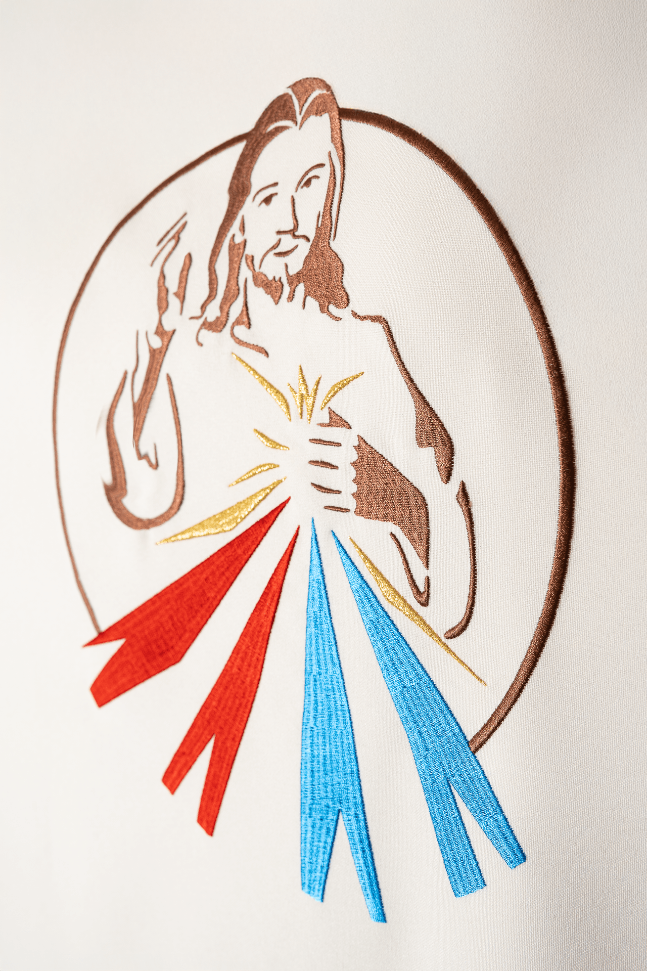 Kasel in Ecru mit Bildnis des Barmherzigen Jesus - MESSGEWANDER.DE