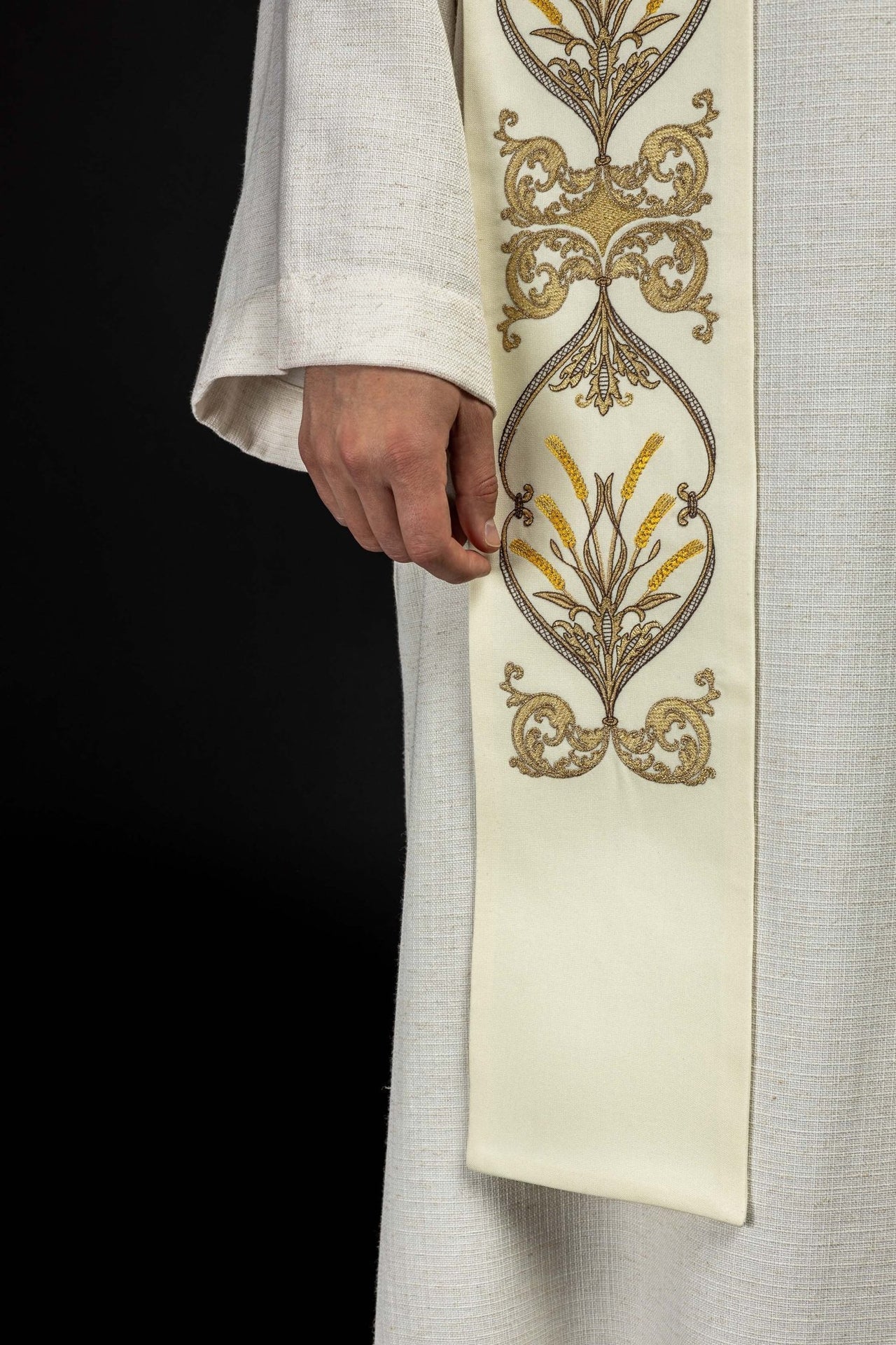 Kelch mit Stola für den Priester IHS ecru - MESSGEWANDER.DE