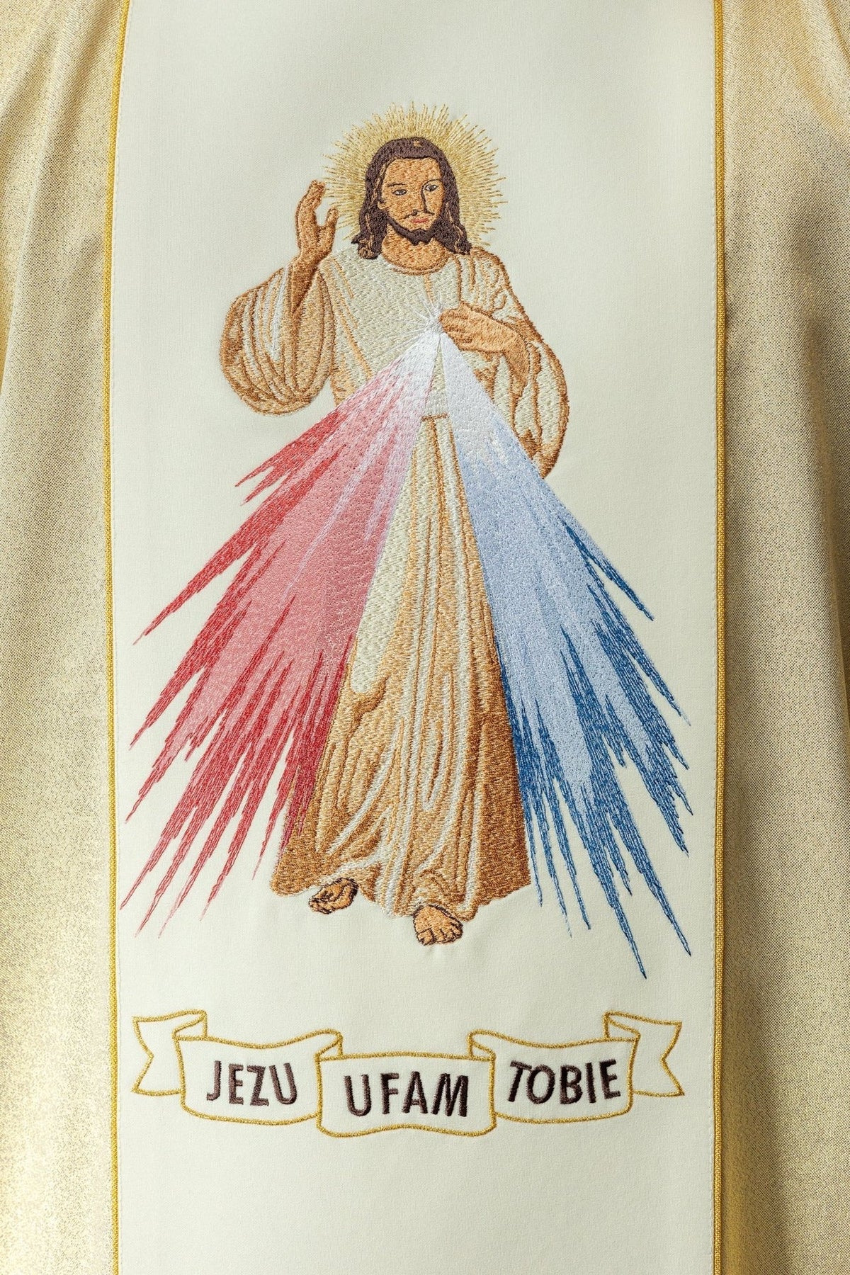 Messgewand in Gold, Rückansicht mit großem IHS-Monogramm
