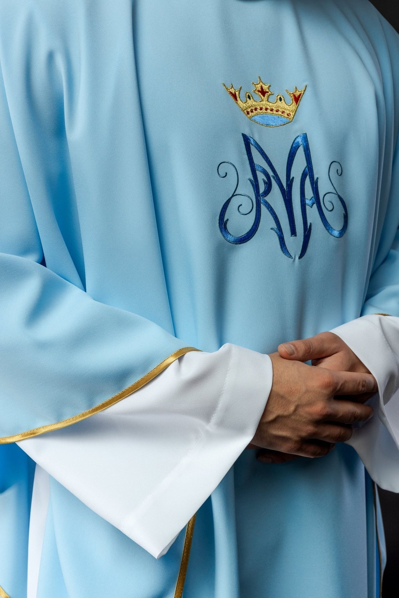 Marianisches liturgisches Messgewand in Blau - MESSGEWANDER.DE