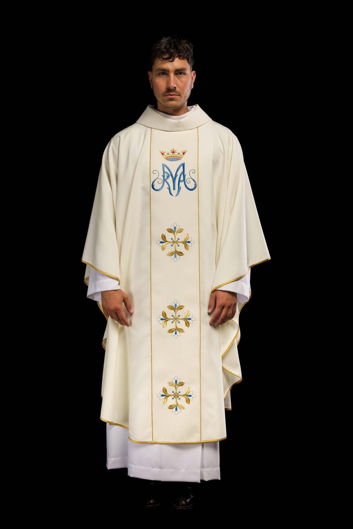 Marianisches liturgisches Messgewand mit Gürtel - MESSGEWANDER.DE