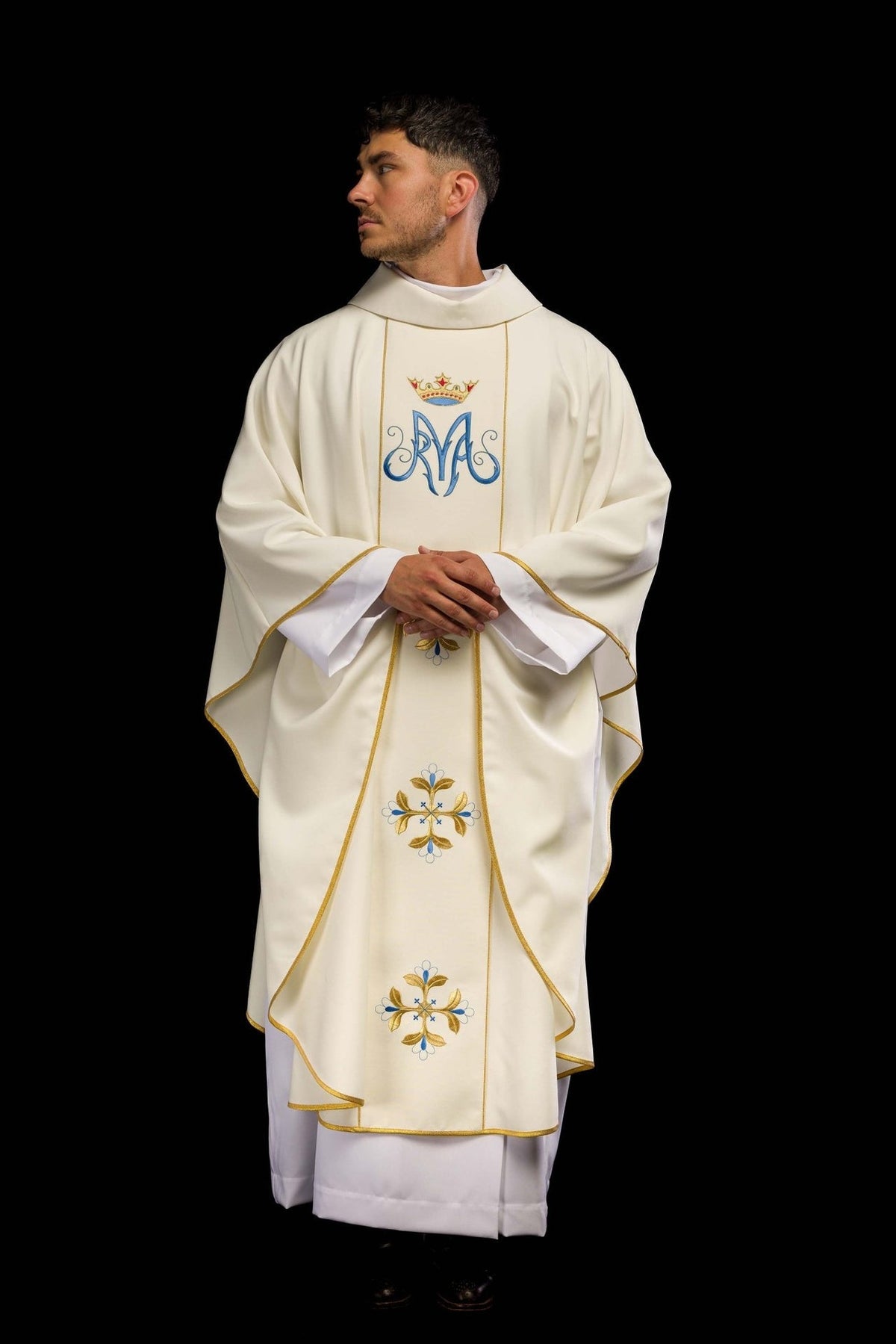 Marianisches liturgisches Messgewand mit Gürtel - MESSGEWANDER.DE