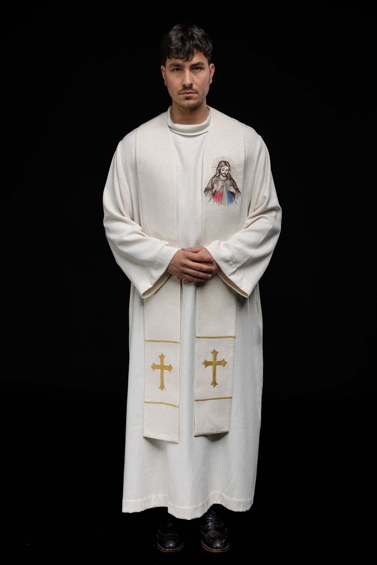 Mit dem Bild des barmherzigen Jesus bestickter Stola - MESSGEWANDER.DE