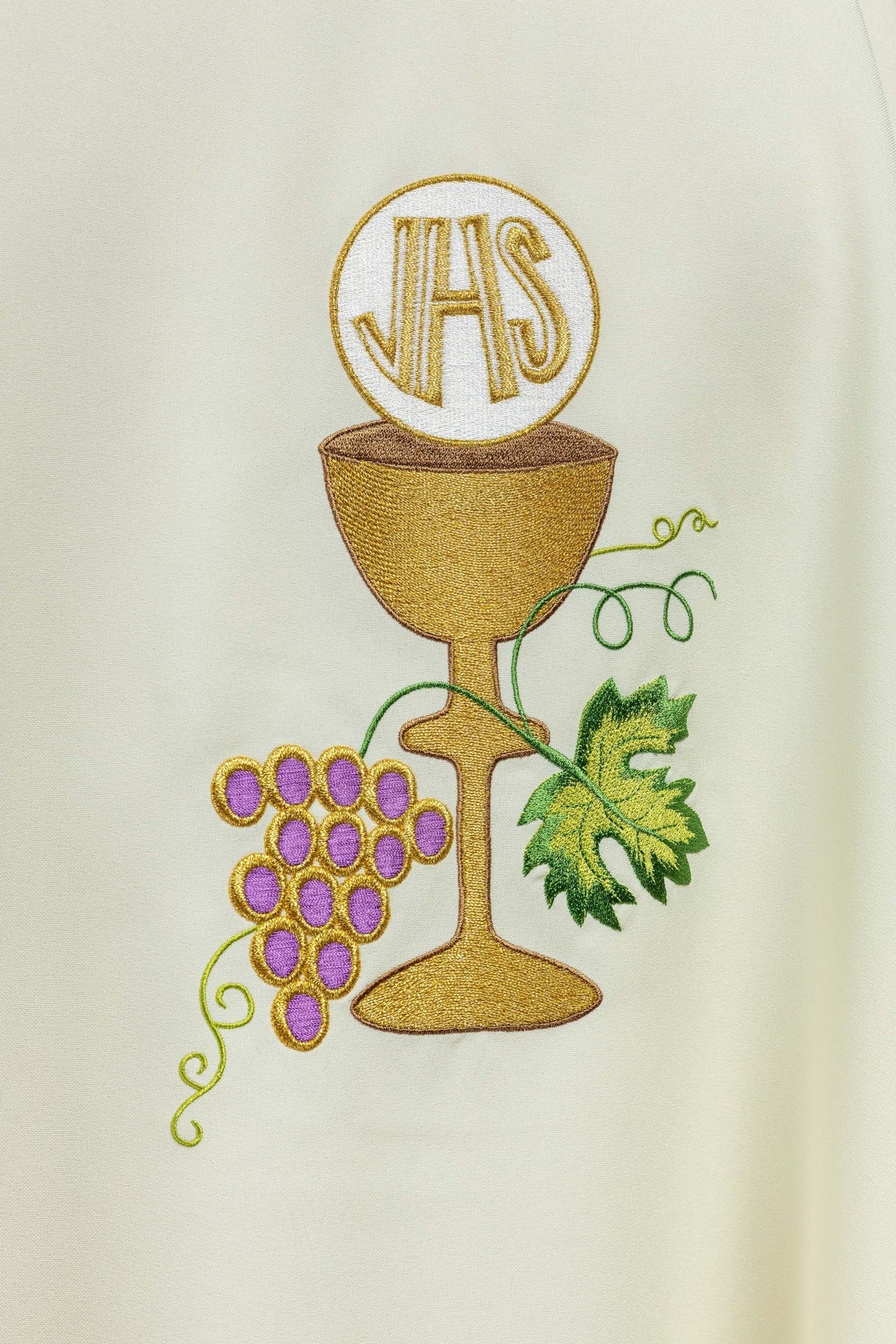 Ornat kielich Krzyż i winogrona ecru