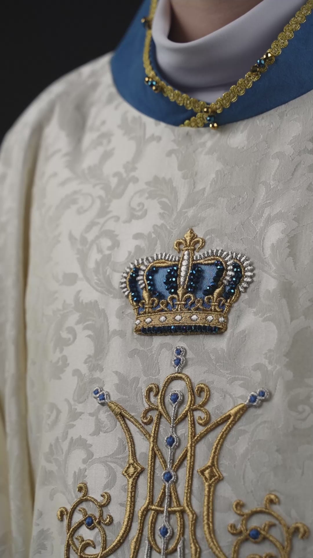 Handgefertigtes Marianisches Messgewand mit Natursteinen Handgefertigt 7006