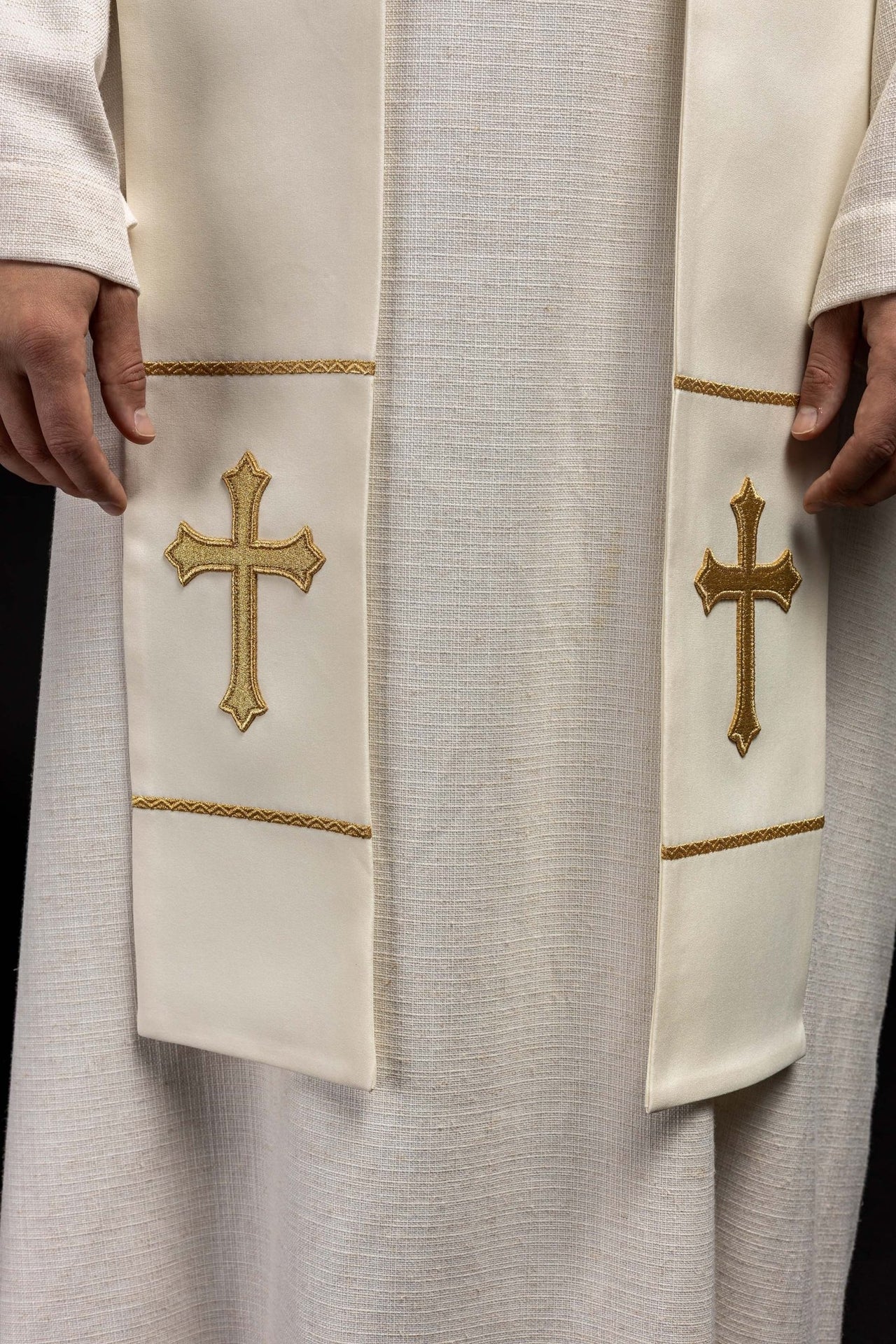 Priesterliche Stola Barmherziger Jesus, Jesus ich vertraue auf dich ecru - MESSGEWANDER.DE