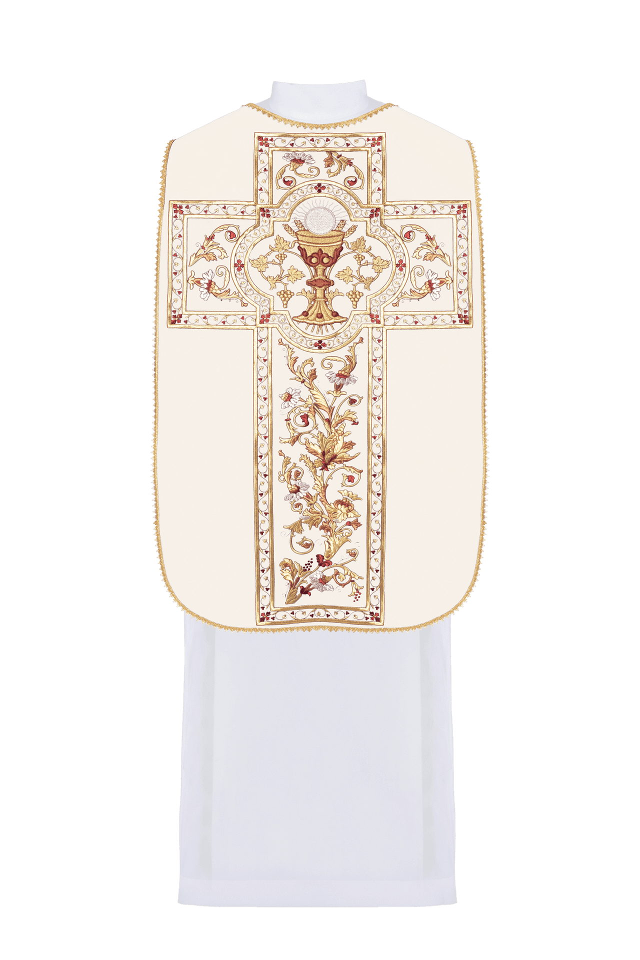 Römisches Messgewand mit gesticktem eucharistischem Kelchmotiv - MESSGEWANDER.DE