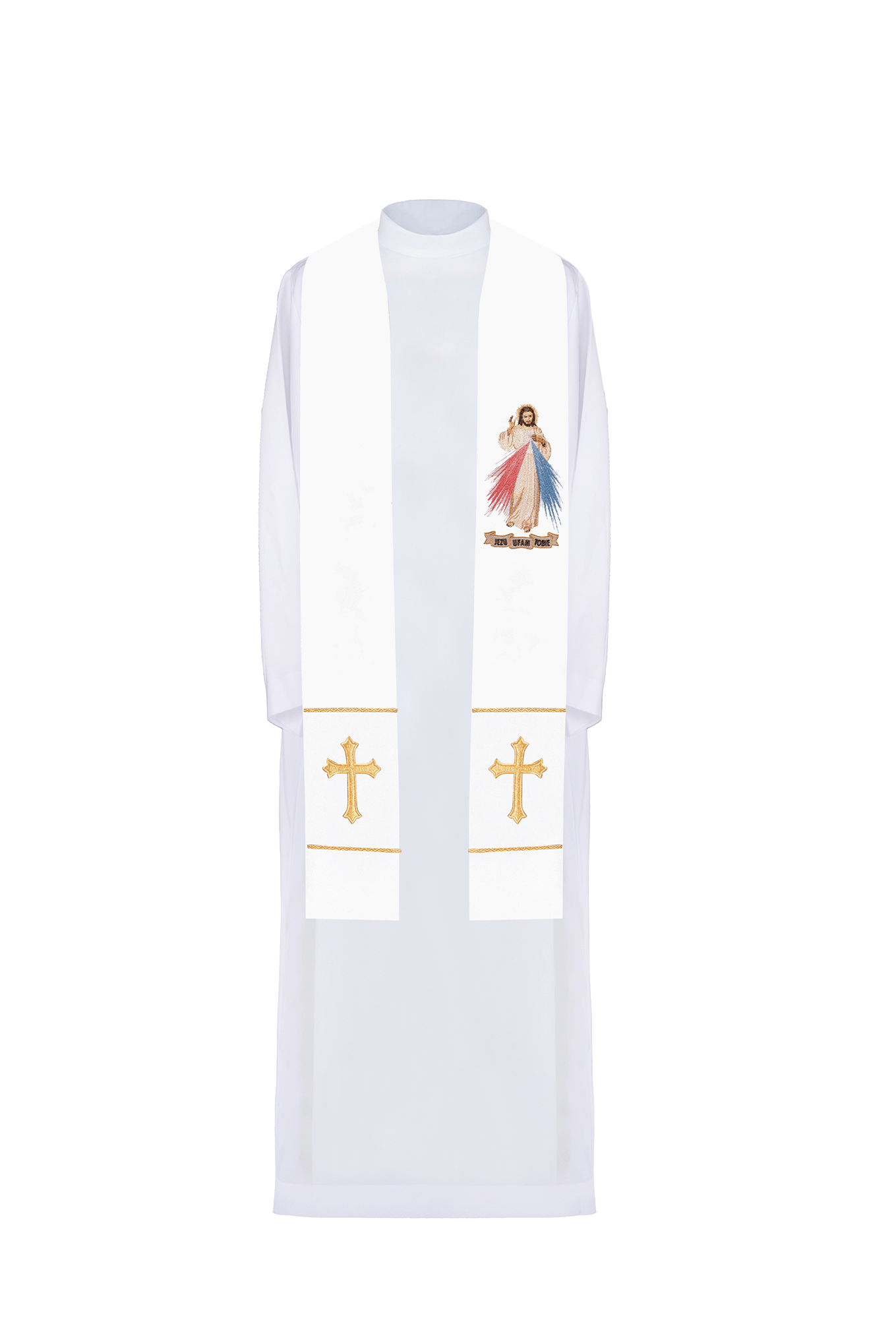 Stola des Kaplans weiß Jesus der Barmherzige - MESSGEWANDER.DE