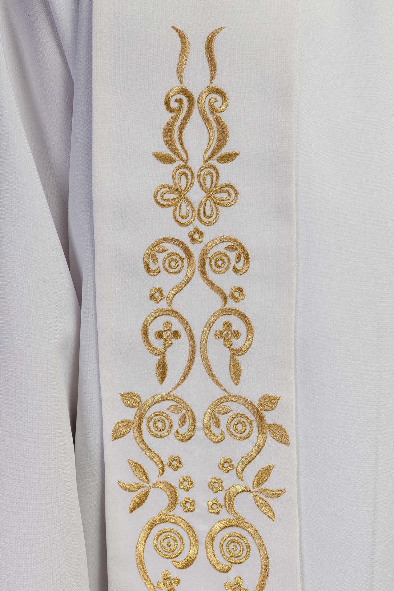 Stola des Priesters weiß gesticktes Marienmotiv mit Krone - MESSGEWANDER.DE