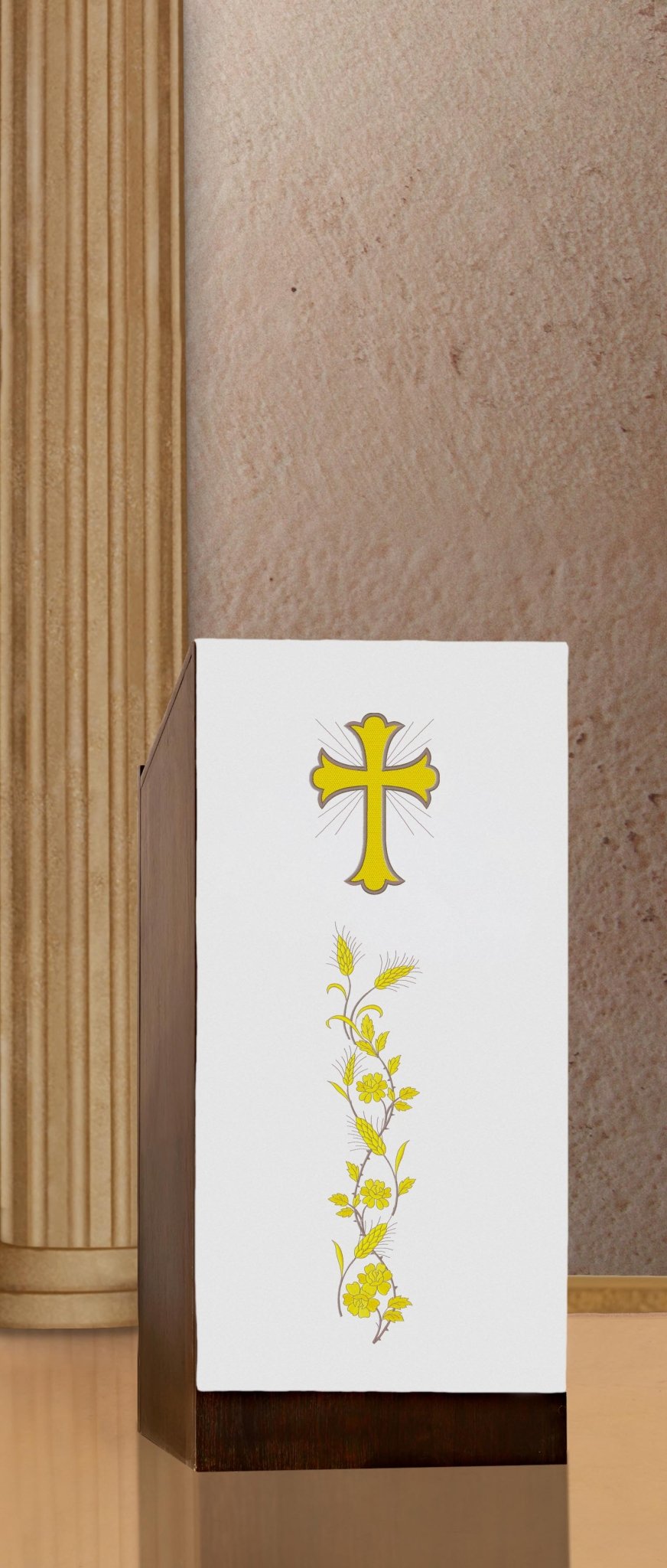 Weiß serviette für das Lektorat, bestickt mit dem Motiv von Kreuz und Stacheln - MESSGEWANDER.DE