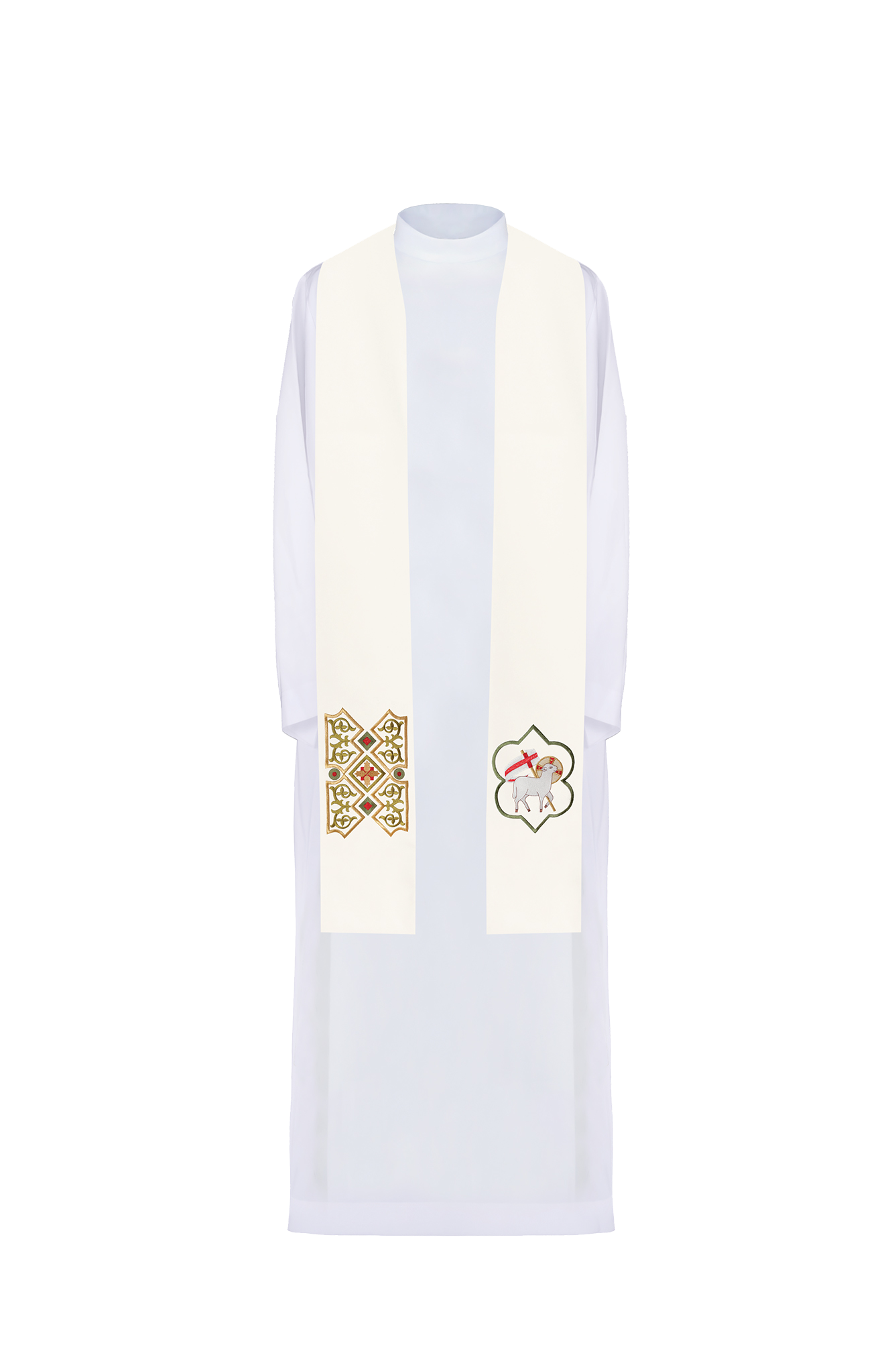 Besticktes Lamm ecru Priesterstola