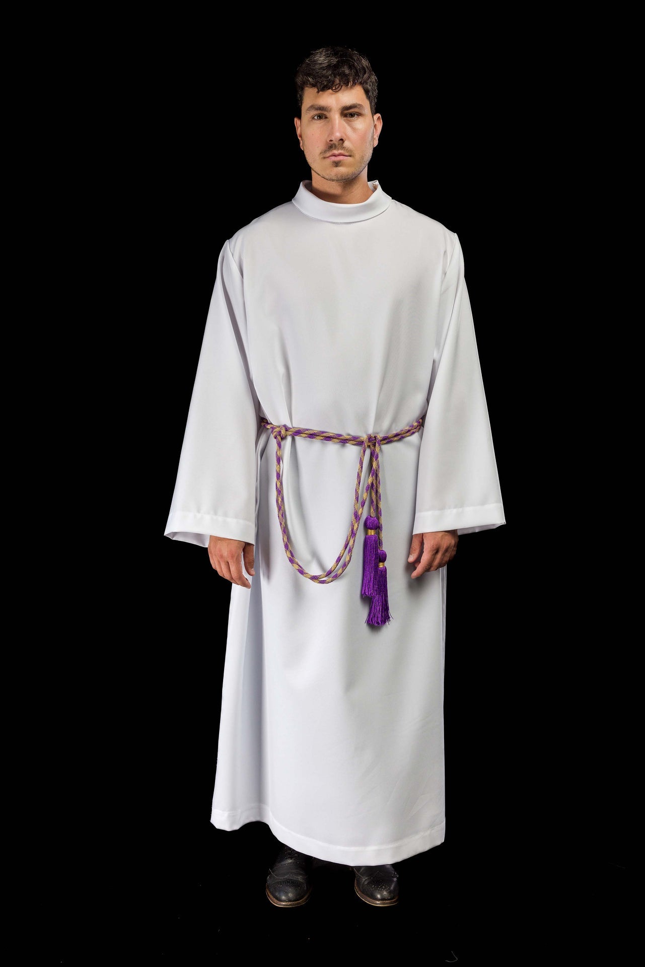 Cingulum liturgiczne fioletowo-złote premium - ORNATY.PL