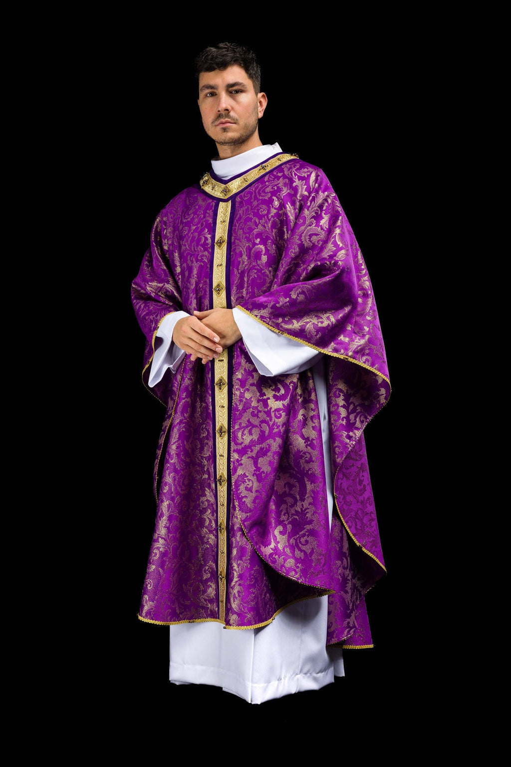 Handgefertigte Kasel mit natürlichen Steinen – Handmade 7003