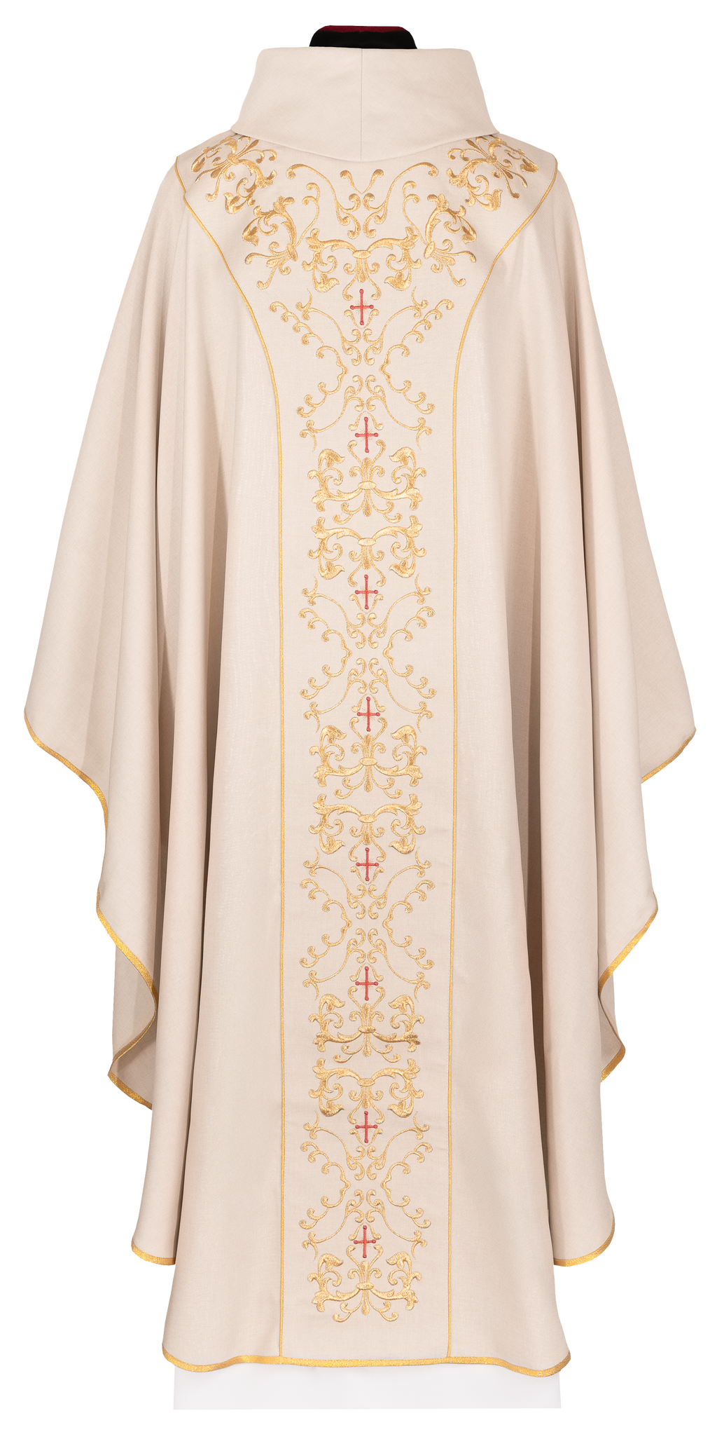 Kasel in Ecru mit dem Bildnis des Barmherzigen Jesus bestickt