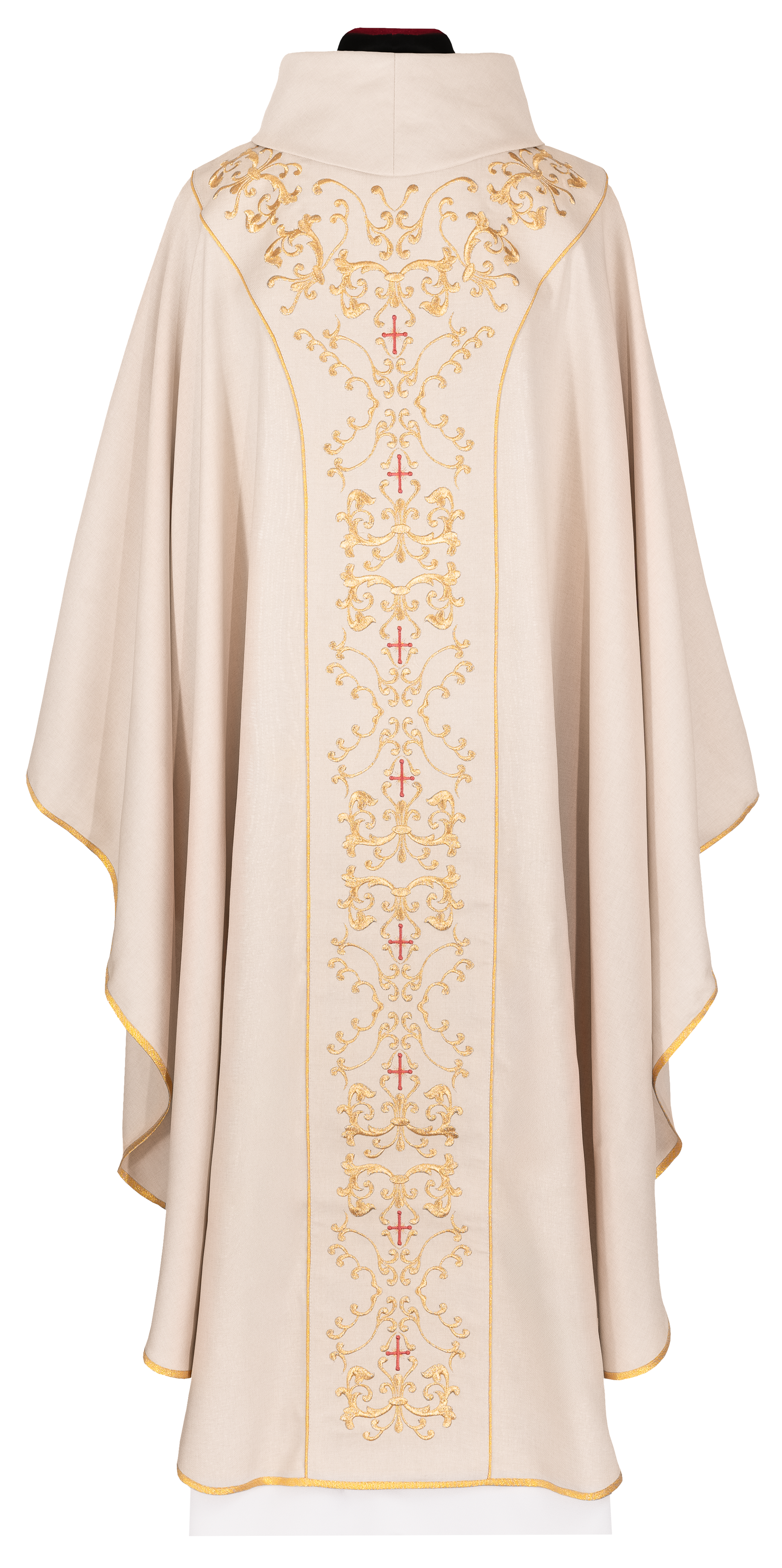 Kasel in Ecru mit dem Bildnis des Barmherzigen Jesus bestickt