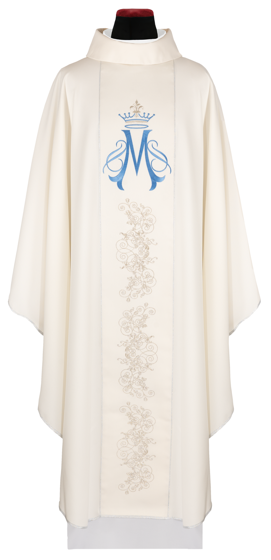 Ornat haftowany z motywem Maryjnym ecru - ORNATY.PL