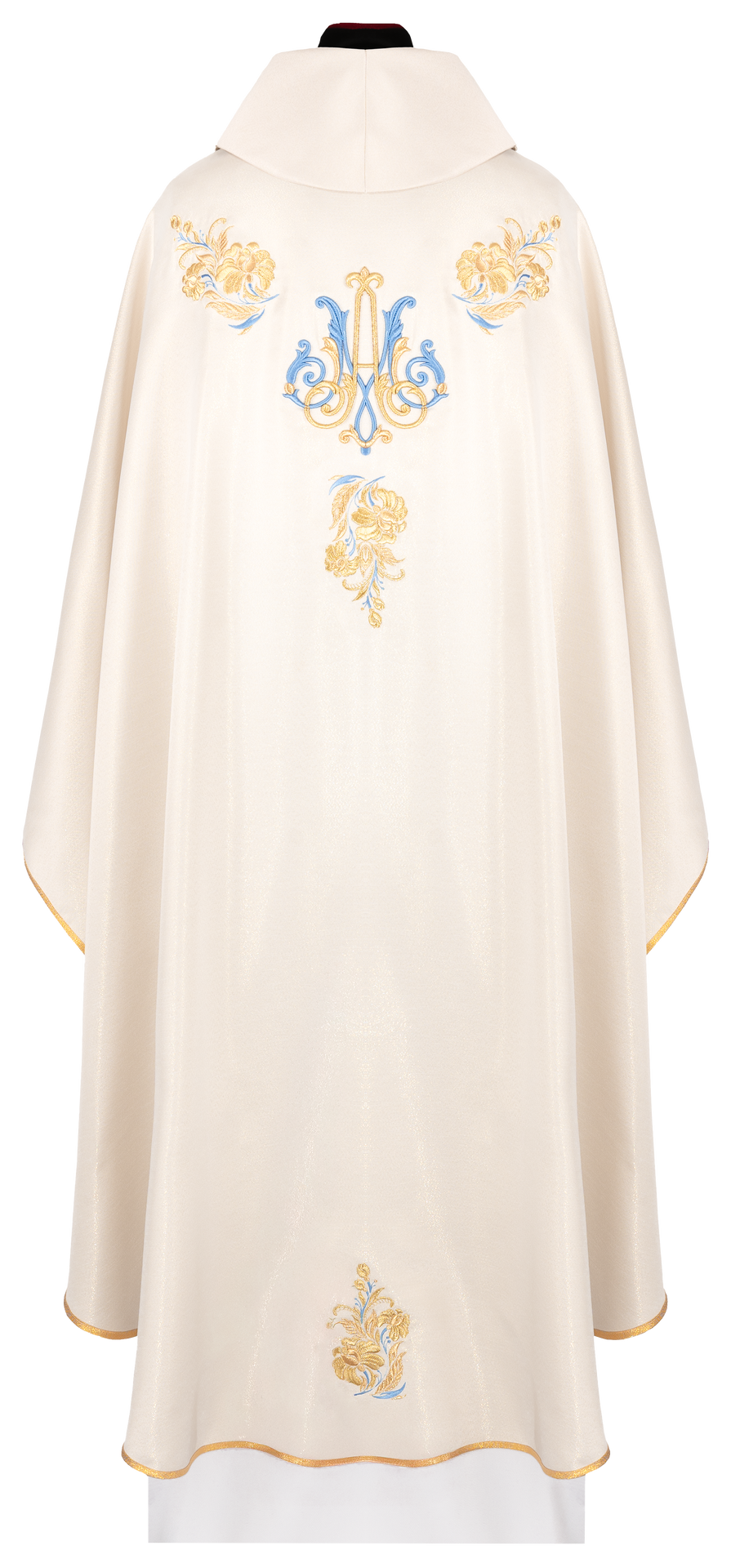 Ornat haftowany z motywem Maryjnym ecru - ORNATY.PL